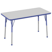 24" x 48" Rectangle Thermofused Activity Table with Adjustable Standard Ball Glide Legs - Gray/Blue