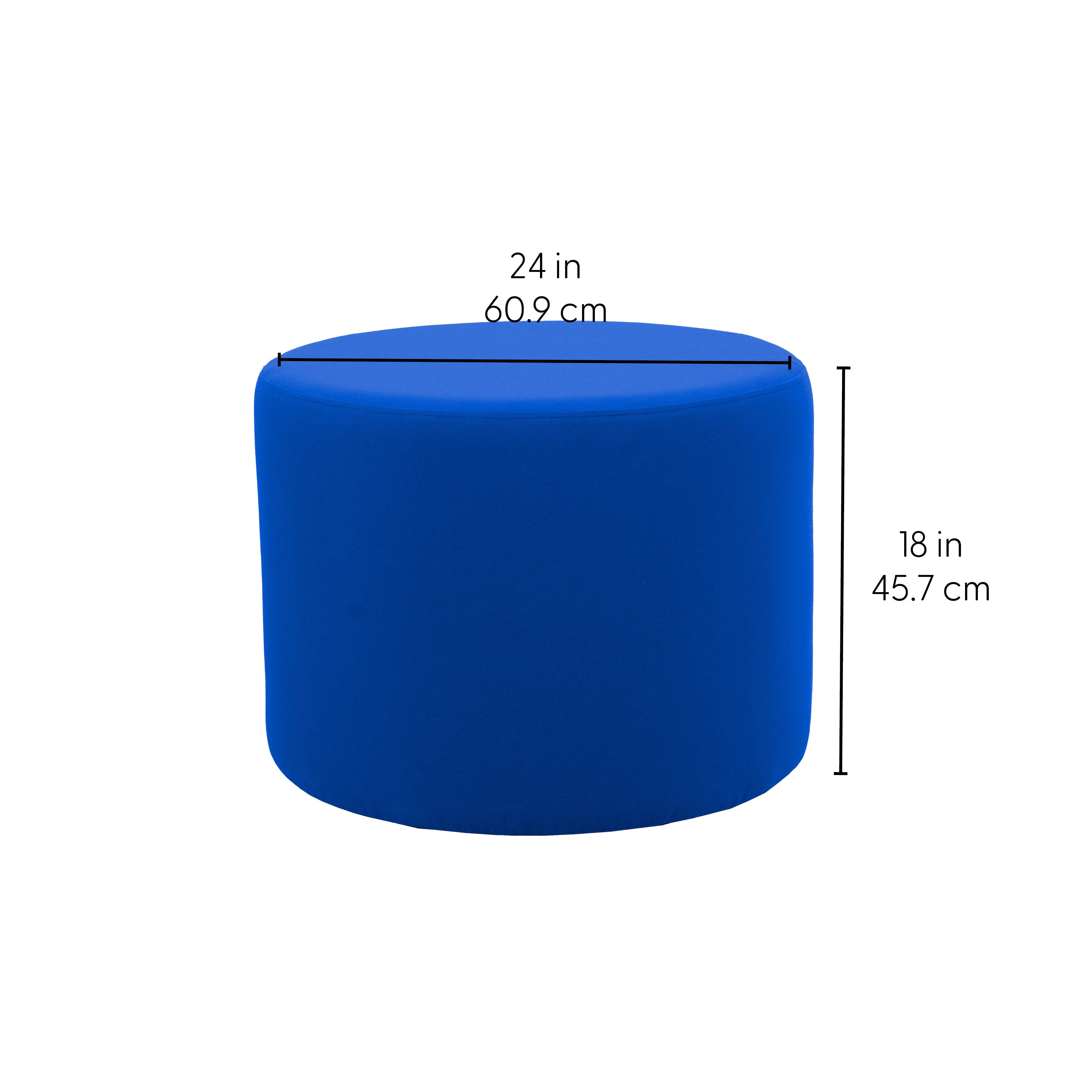 Outdoor 24" Round Ottoman with Sunbrella®, 18" H - Canvas Pacific Blue