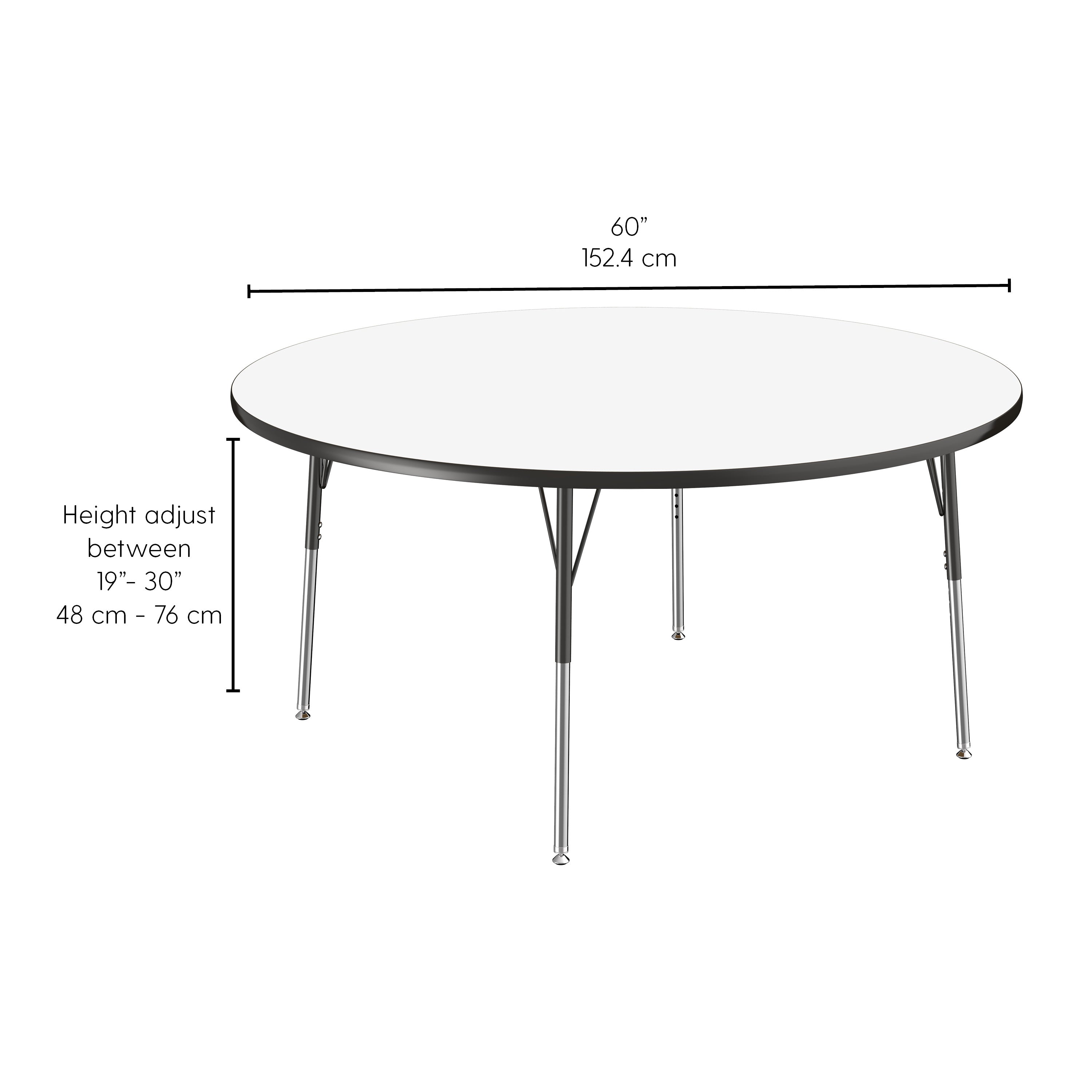 60" Round Dry-Erase Activity Table with Adjustable Standard Swivel Glide Legs - Whiteboard/Black