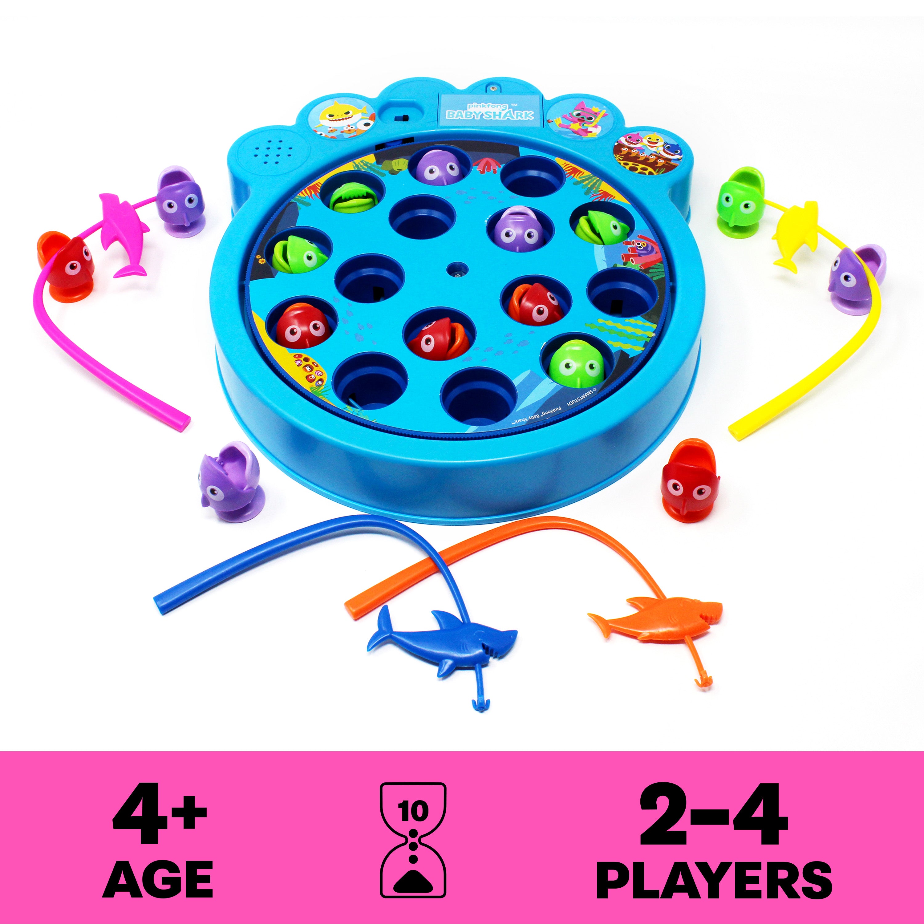 Spin Master Games, Pinkfong Baby Shark Let's Go Hunt Musical Fishing Game with Sound, Preschool Educational Toy, for Fans of Baby Shark & Kids Who Love Music, 2-4 Players, for Ages 4 & Up