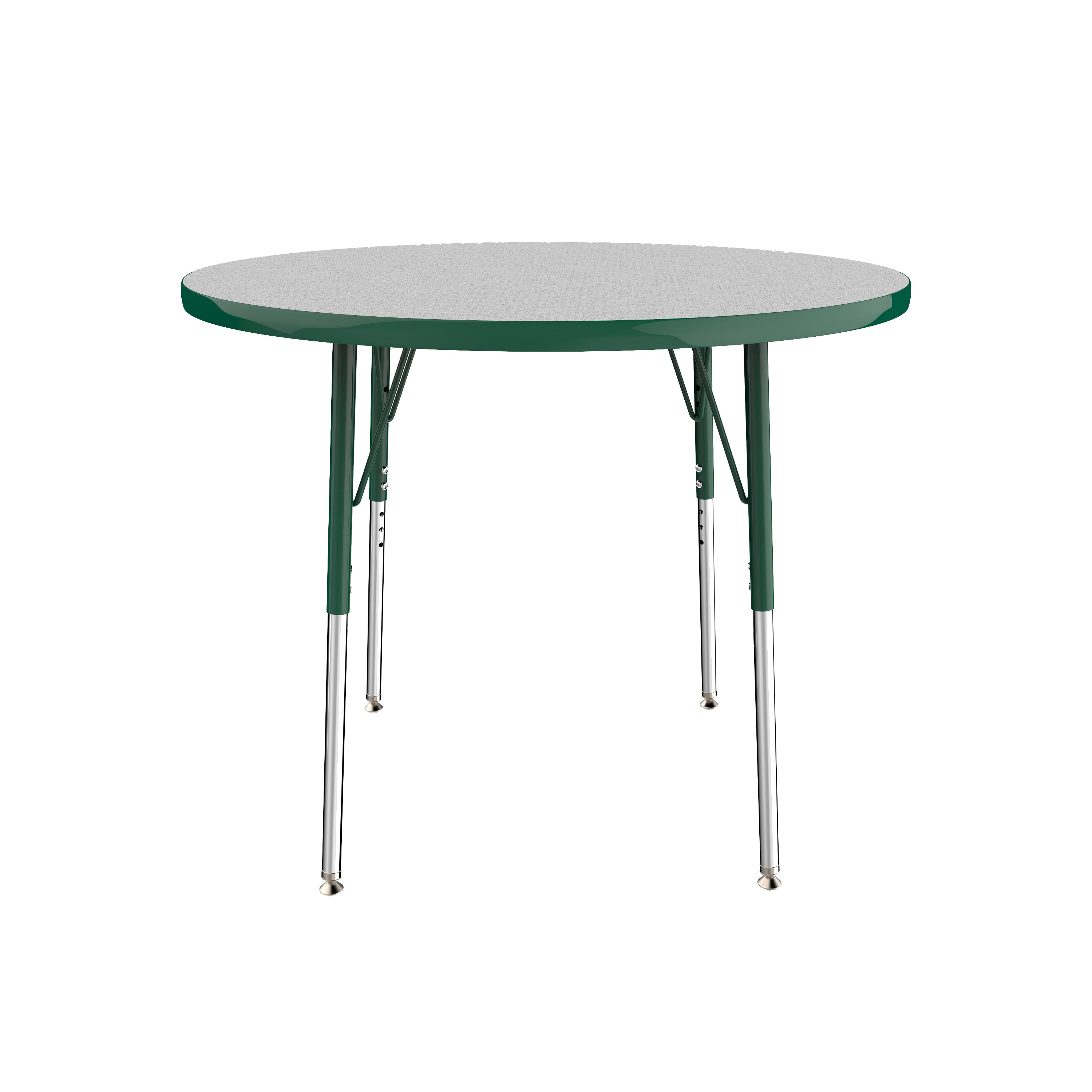 36" Round T-Molding Activity Table with Adjustable Standard Swivel Glide Legs - Gray/Green