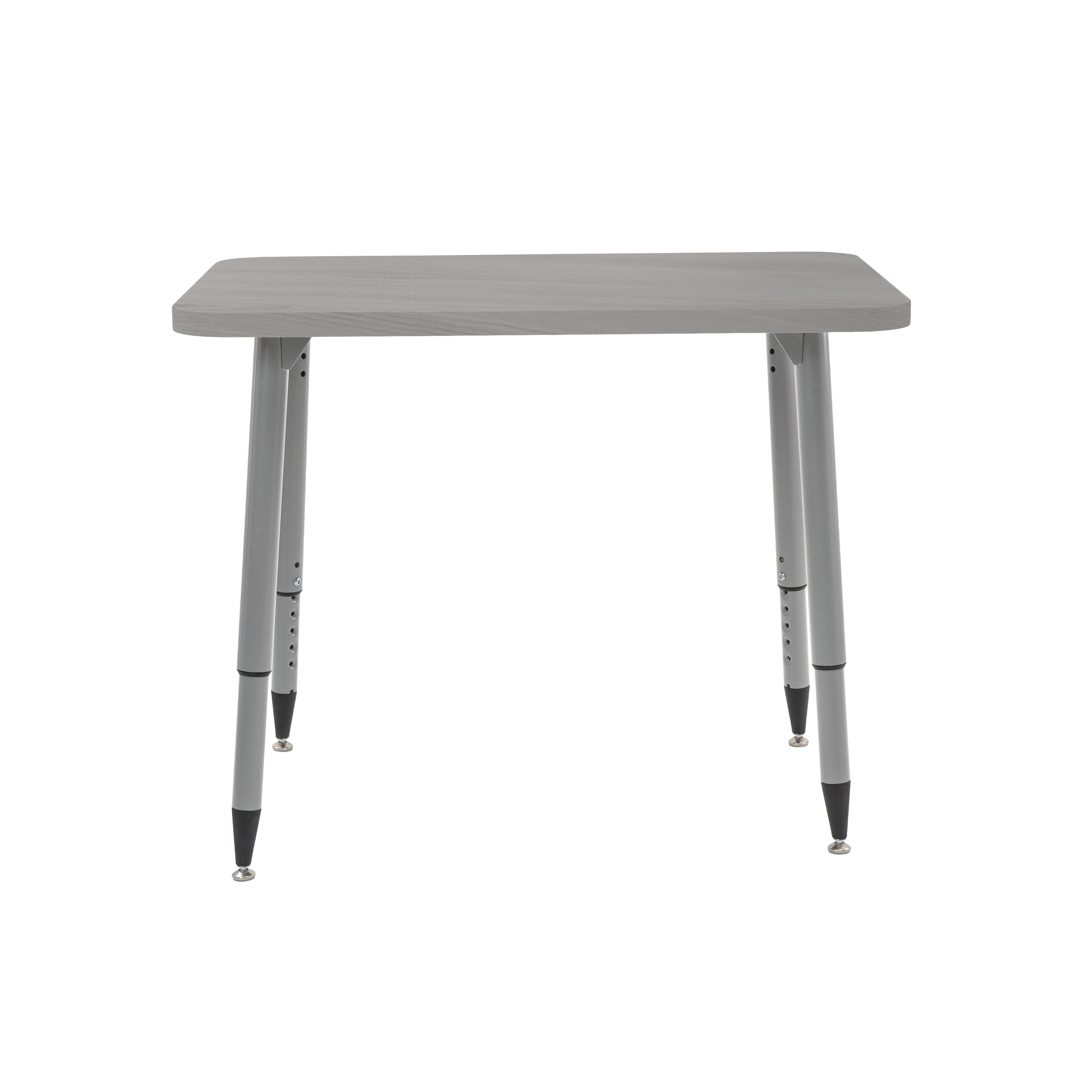 Adapte 24" x 36" Rectangle Woodgrain Activity Table with Adjustable Tapered Legs - Light Gray Wood/Silver