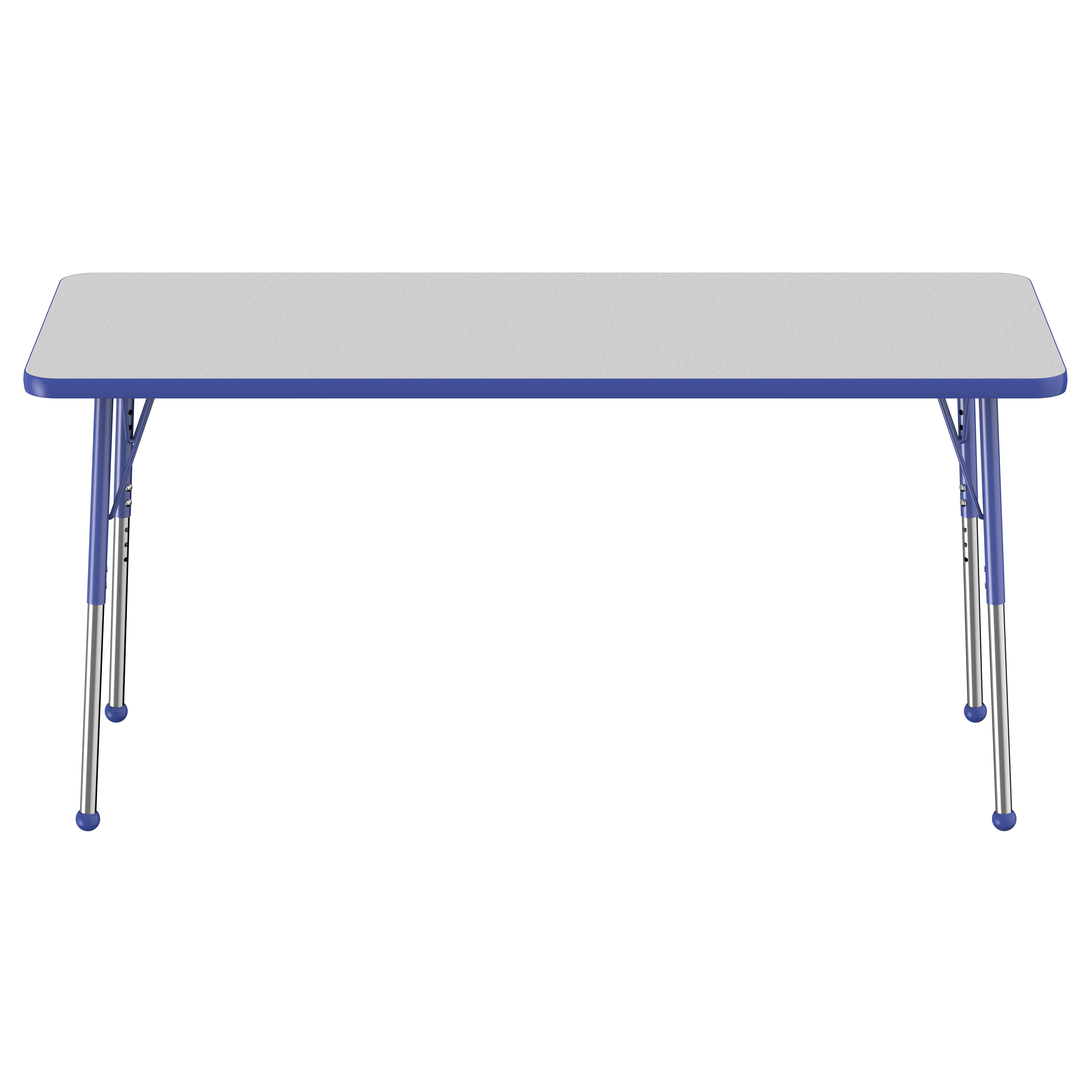 24" x 60" Rectangle T-Molding Activity Table with Adjustable Standard Ball Glide Legs - Gray/Blue
