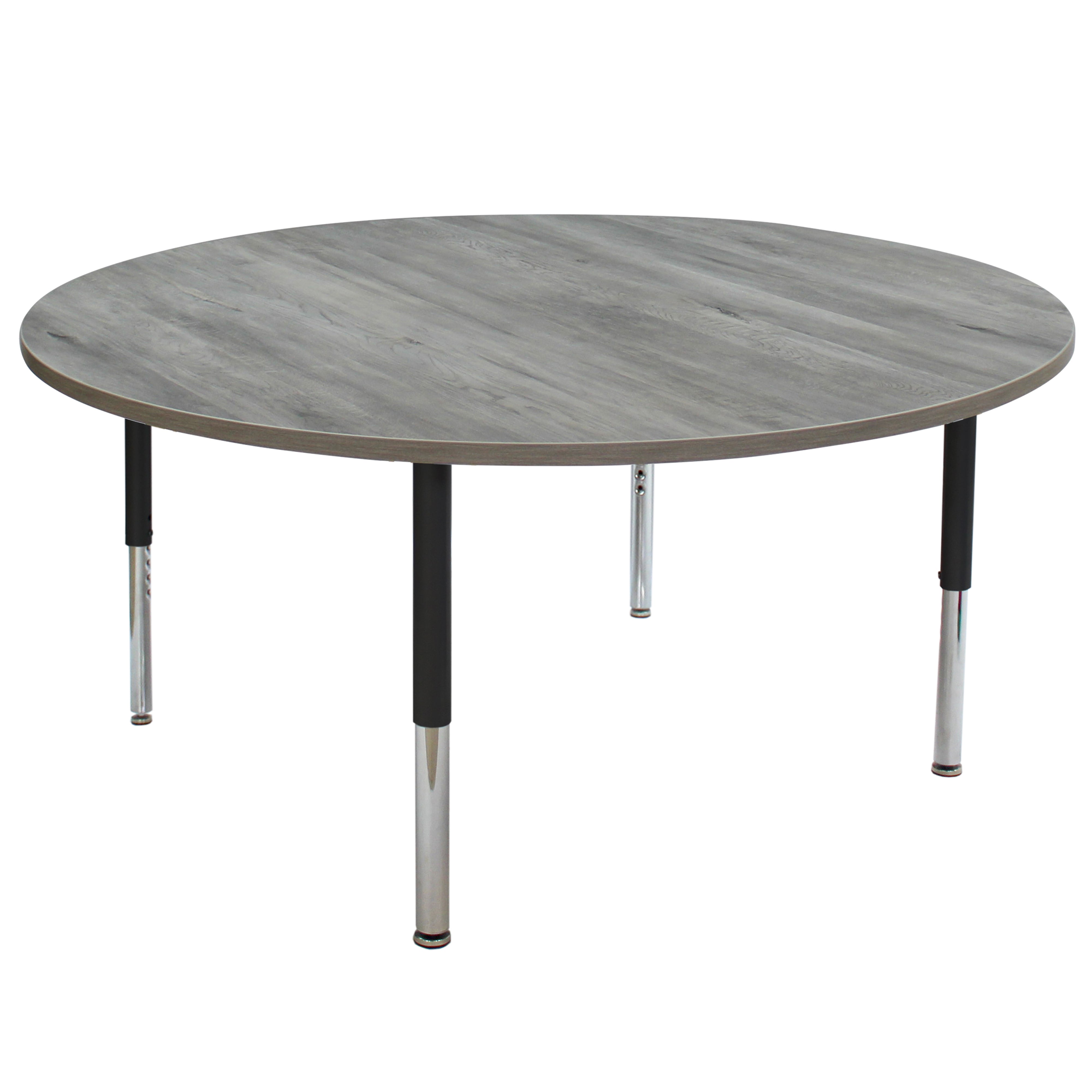 60" Round La Madera Activity Table with Adjustable Super Legs - Light Gray Wood/Black