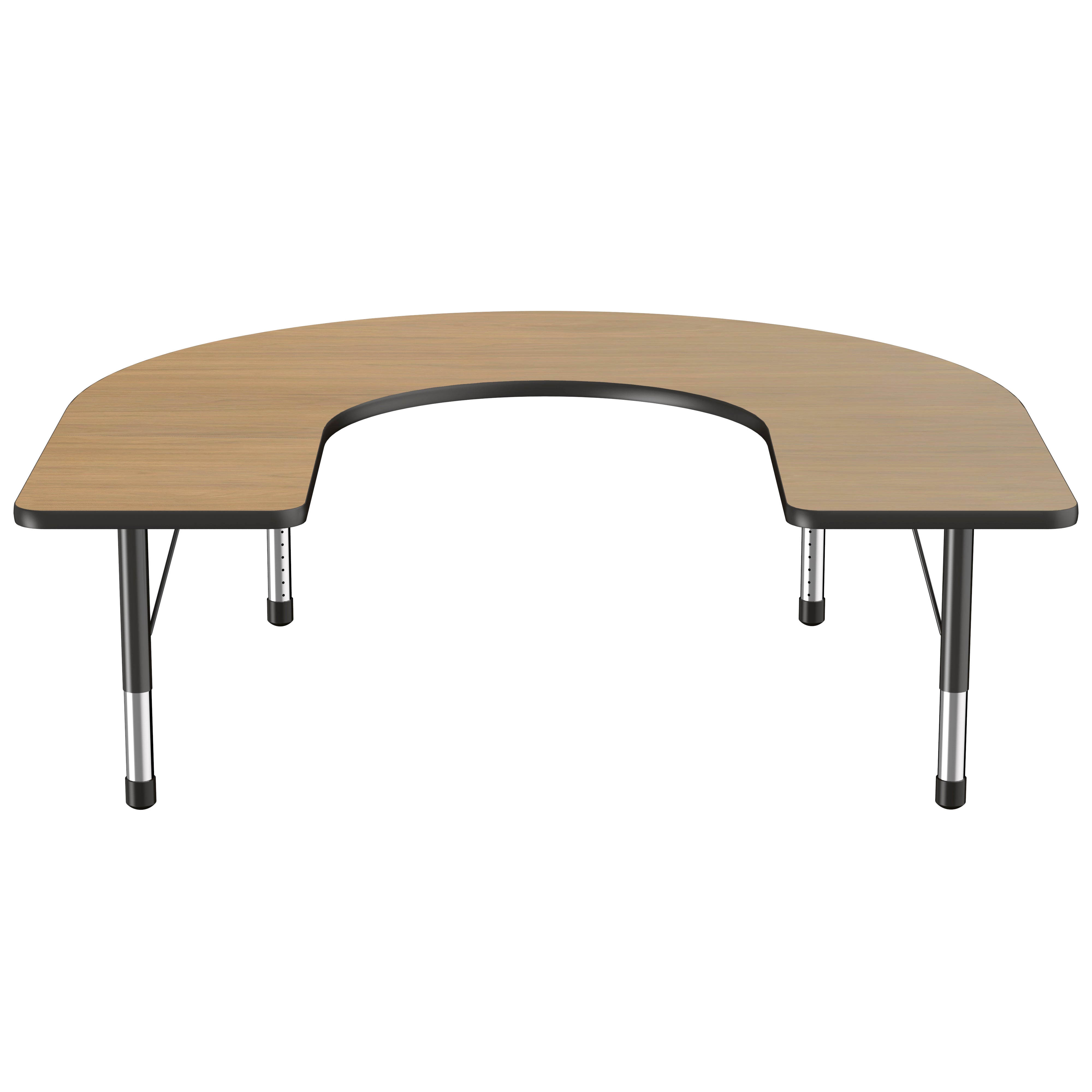 60" x 66" Horseshoe T-Molding Activity Table with Adjustable Chunky Legs - Pasadena Oak/Black