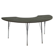 36" x 72" Half Moon La Madera Activity Table with Standard Legs - Gray Wood/Silver