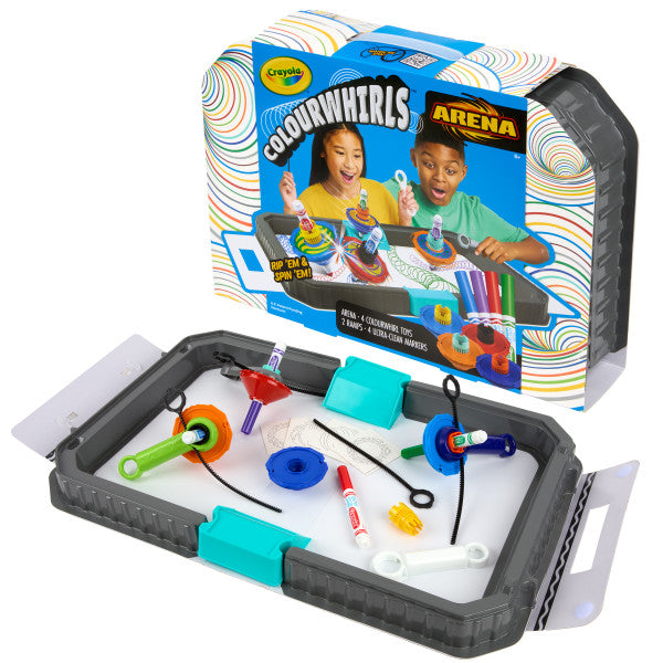 Crayola Colourwhirls Arena Set, 4 Ct Spin Art Toys, 4 Washable Markers, Art Supplies, Gifts for Kids Ages 6, 7, 8, 9