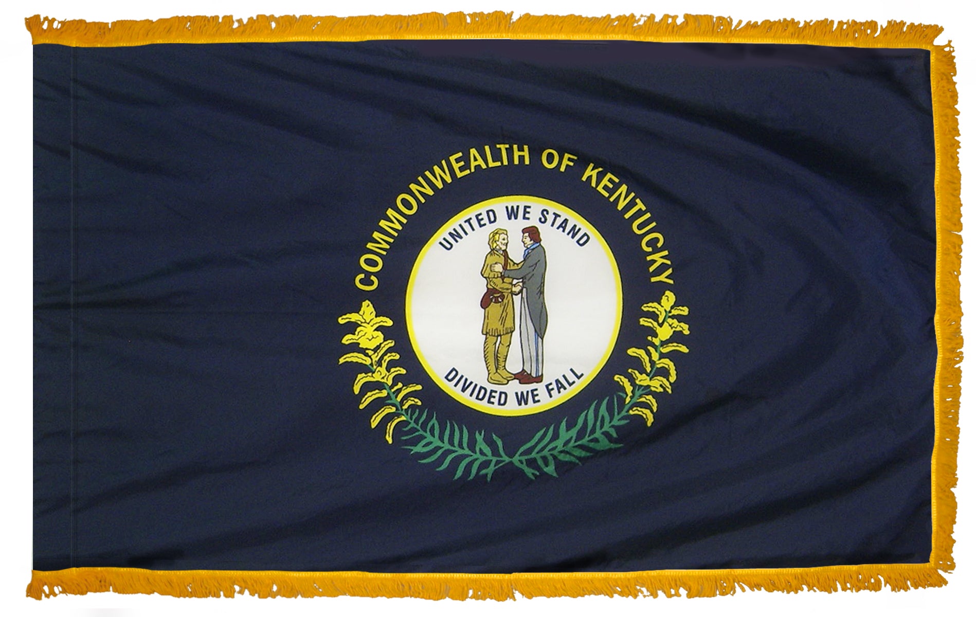 Kentucky State Flag 3x5 ft. Nylon with Pole Sleeve and Gold Fringe for Parades, and Indoor Display