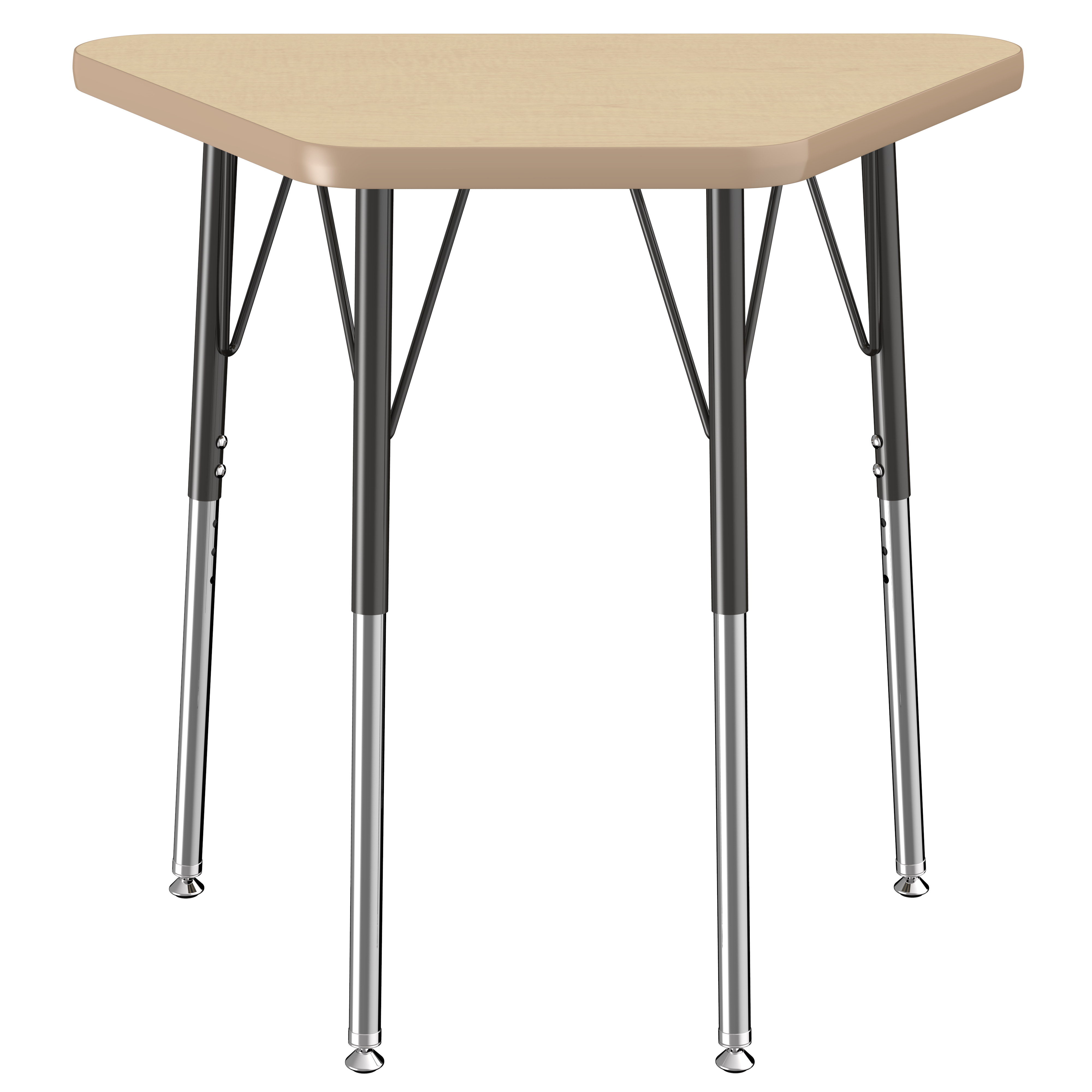 18" x 30" Trapezoid T-Molding Activity Table with Adjustable Standard Swivel Glide Legs - Maple/Maple/Black