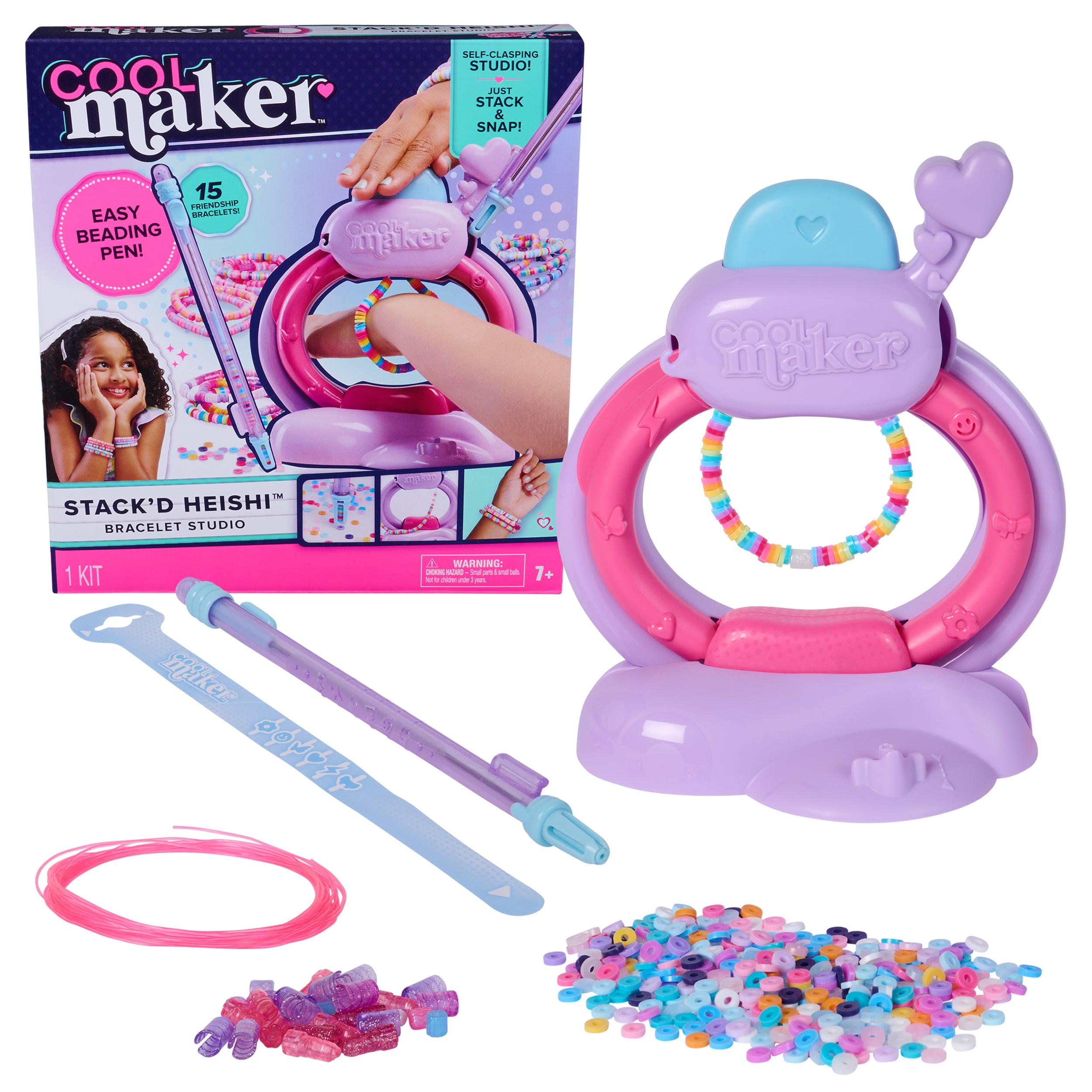 Cool Maker, Stack’d Heishi Studio Bracelet Making Kit with Easy Beading Pen & over 1200 Beads for Bracelets, Makes 15, Arts and Crafts Kids Toys for Girls Ages 7 and up