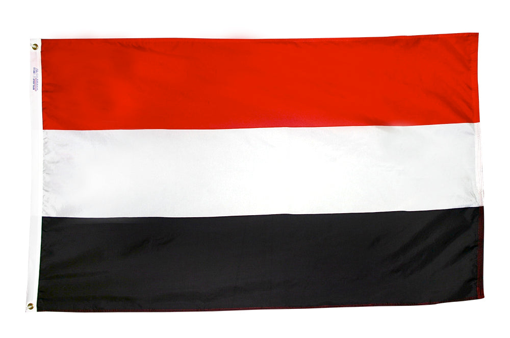 Yemen Flag 4x6 ft. Nylon SolarGuard Nyl-Glo 100% Made in USA to Official United Nations Design Specifications.