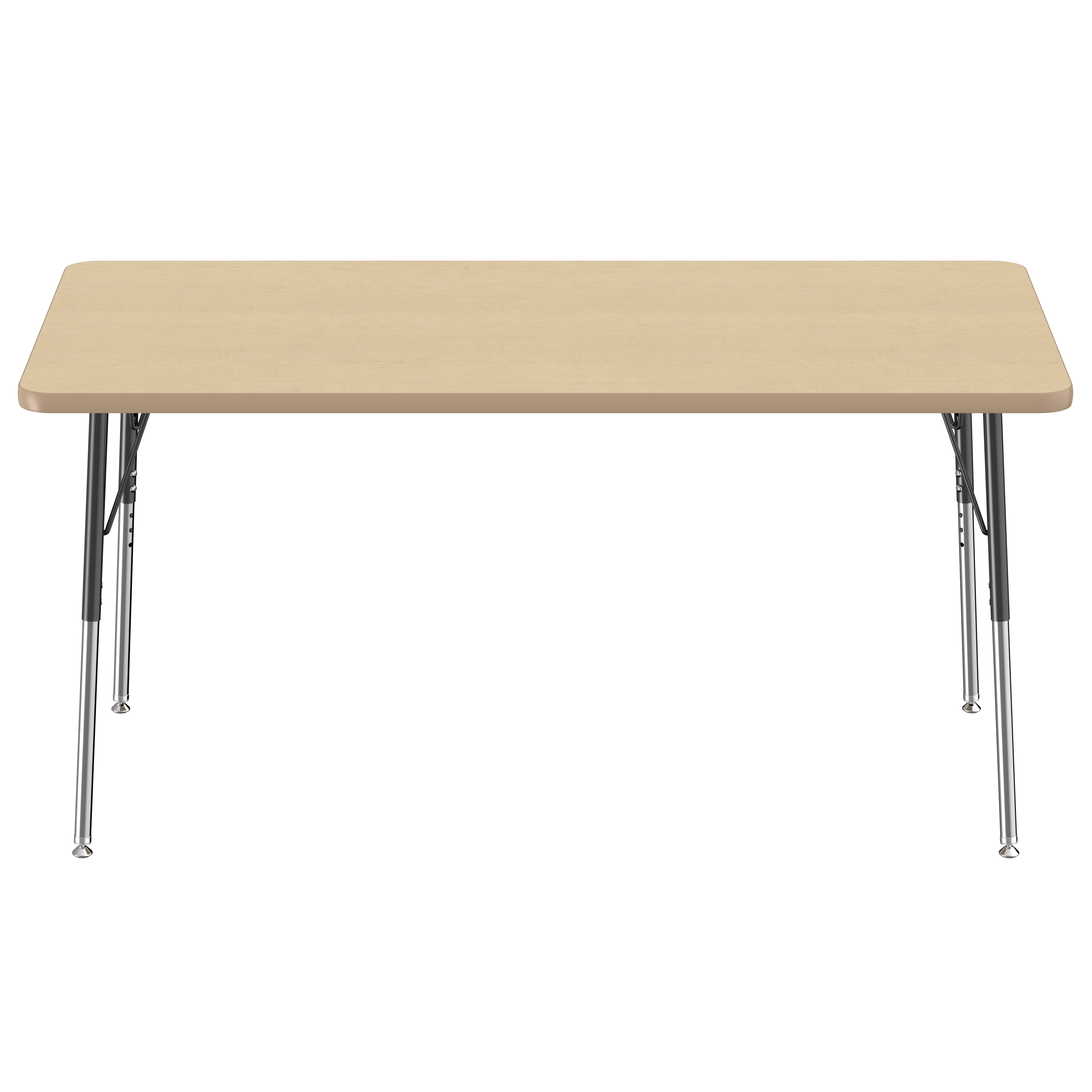 30" x 60" Rectangle T-Molding Activity Table with Adjustable Standard Swivel Glide Legs - Maple/Maple/Black