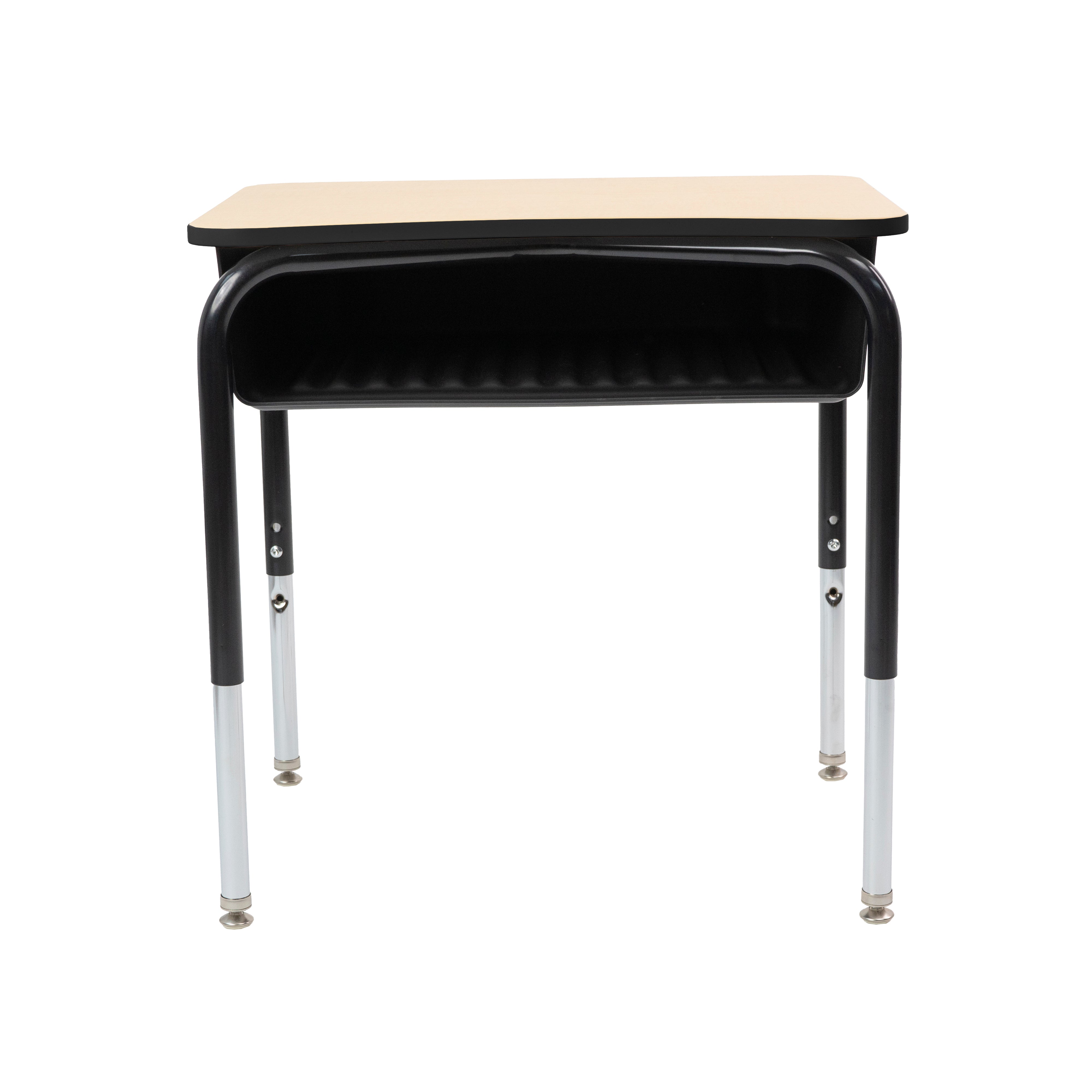 18" x 24" Belly Curve Open Front Desk with Book Box, 2-pack - Maple/Black
