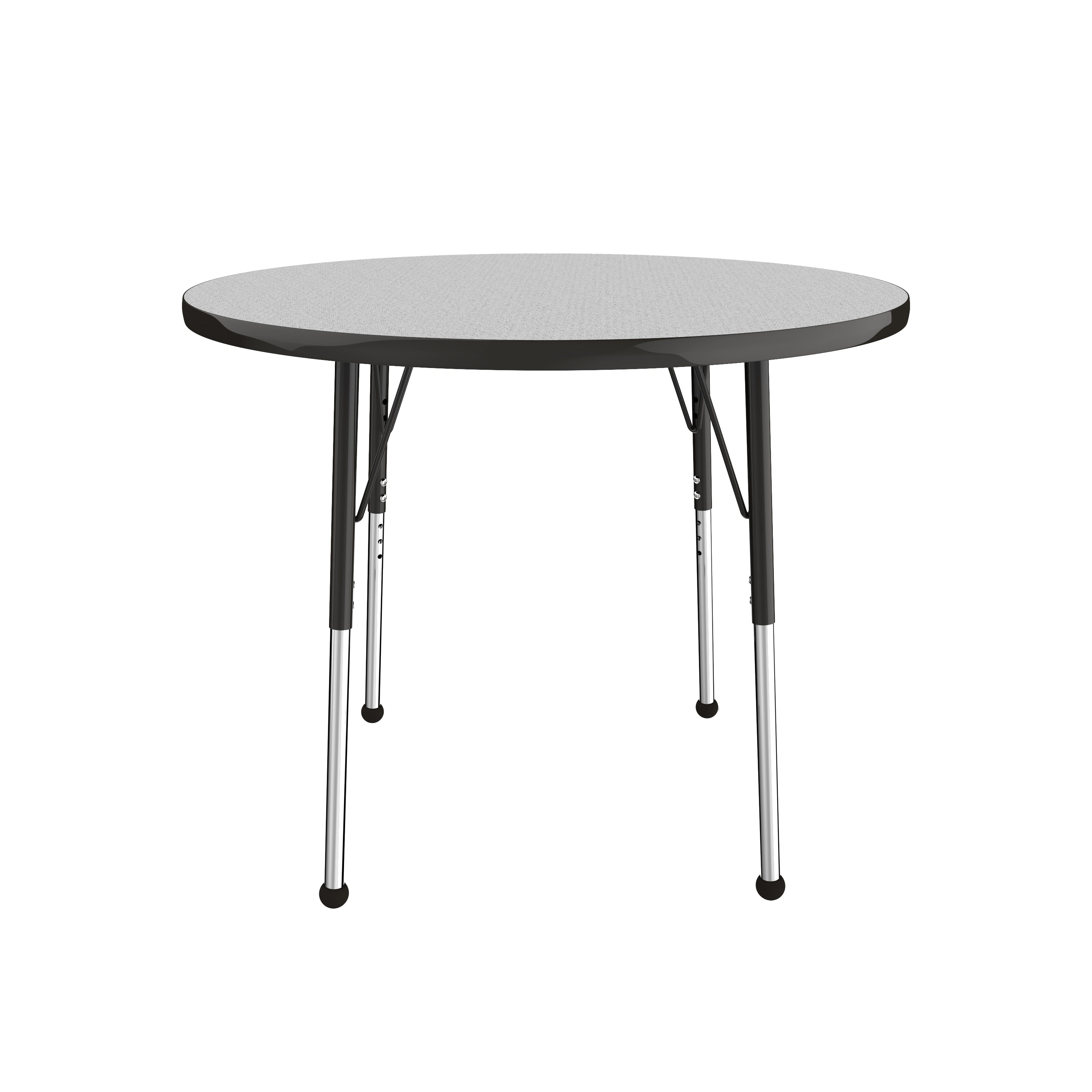 36" Round T-Molding Activity Table with Adjustable Standard Ball Glide Legs - Gray/Black