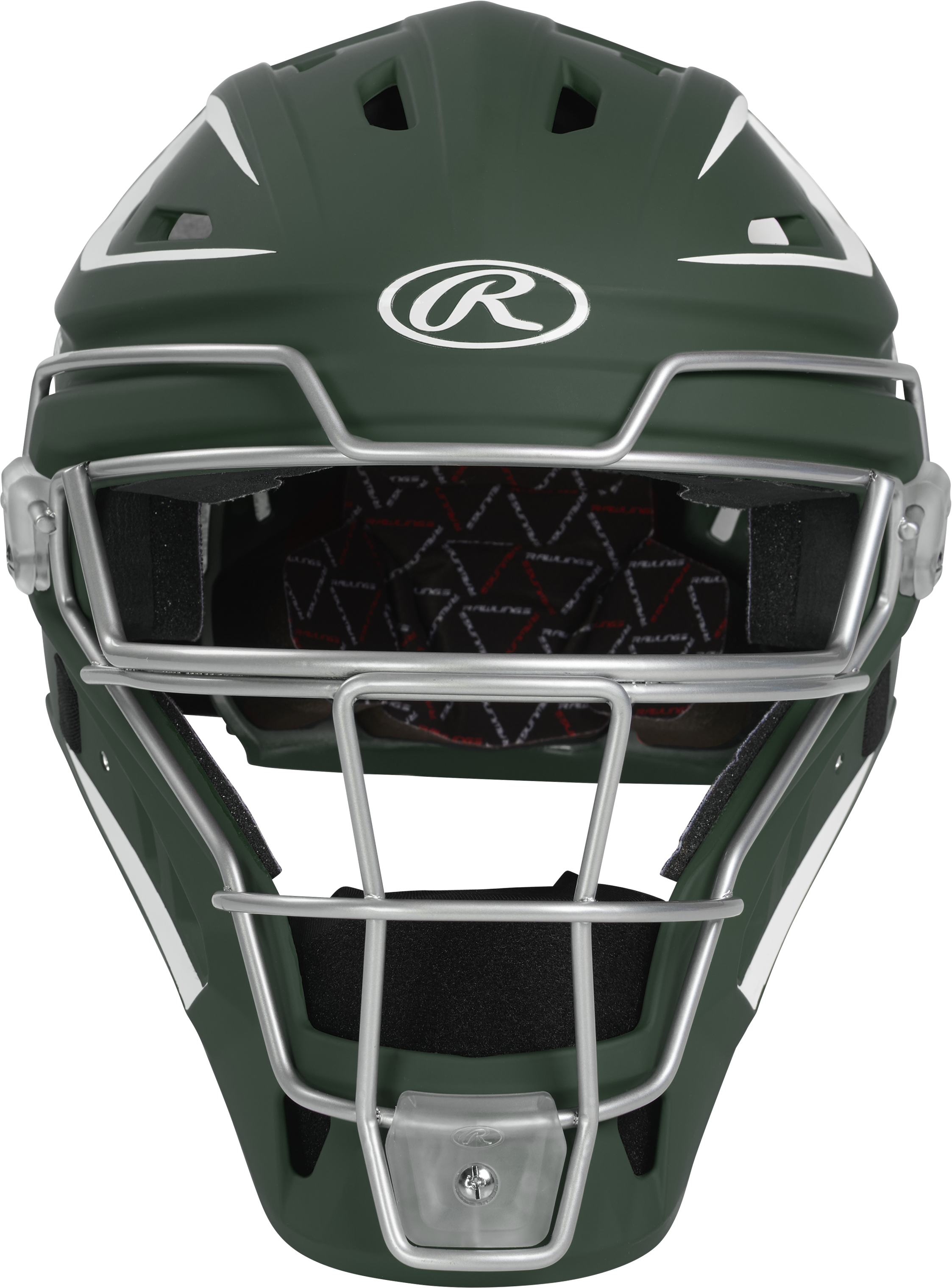 Rawlings Velo 2.0 Matte Senior Catchers Helmet - Dark Green/White