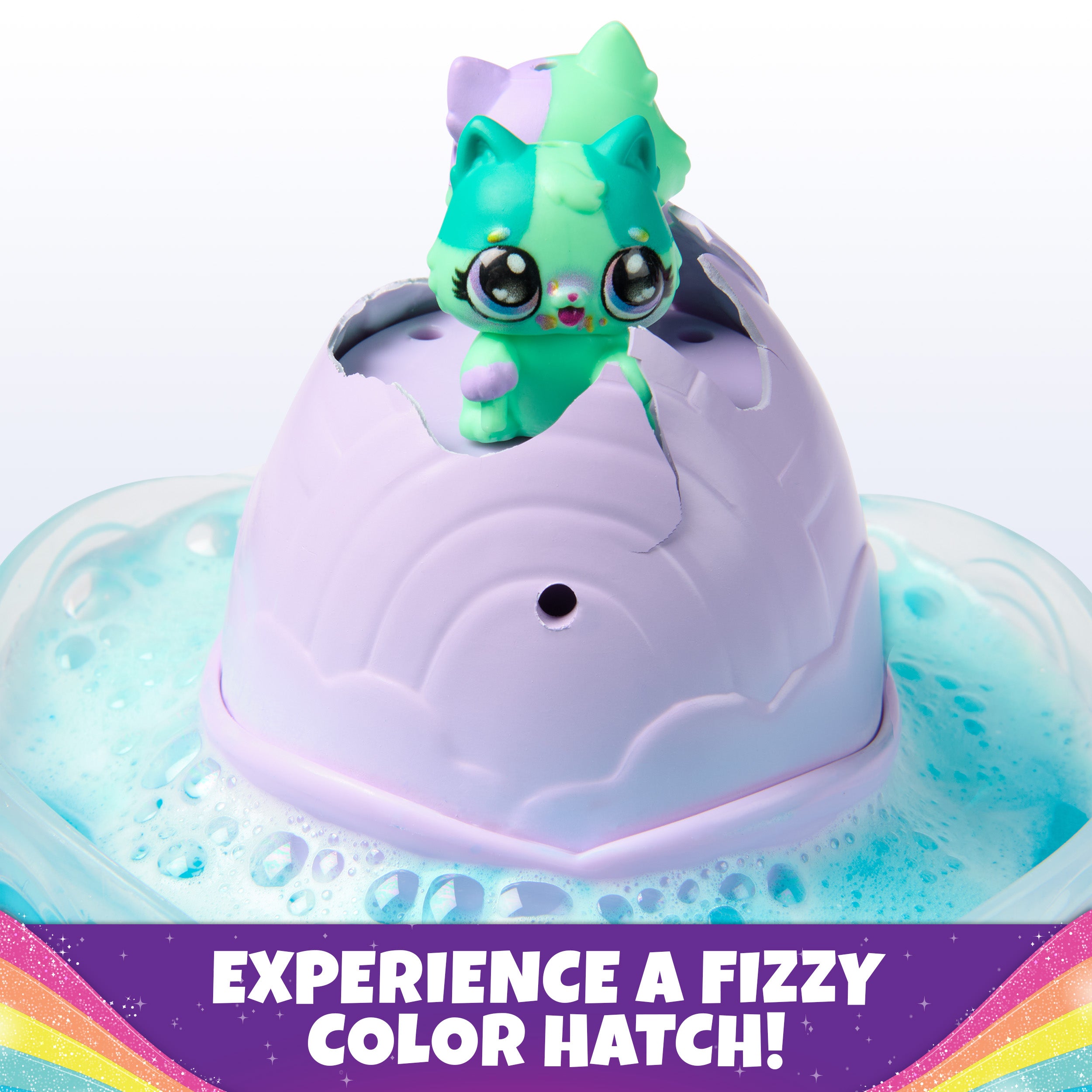 Hatchimals Alive, Rainbow Splash Fizzy Color Surprise Toy, Hatch Twins or Triplets from Color Reveal Egg Style May Vary, Kids Toys for Girls & Boys