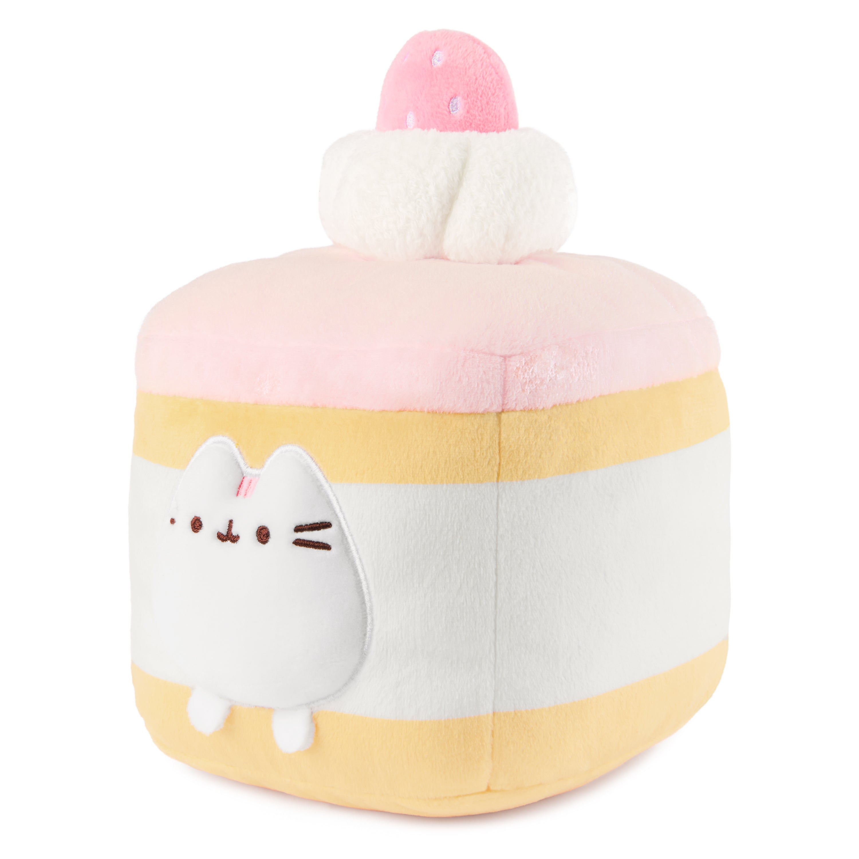 GUND Pusheen Strawberry Sponge Cake Plush, Squishy Toy, Collectible Plush Toy, Dessert Plush, Cat Stuffed Animal for Ages 8 and Up, Pink, 6”