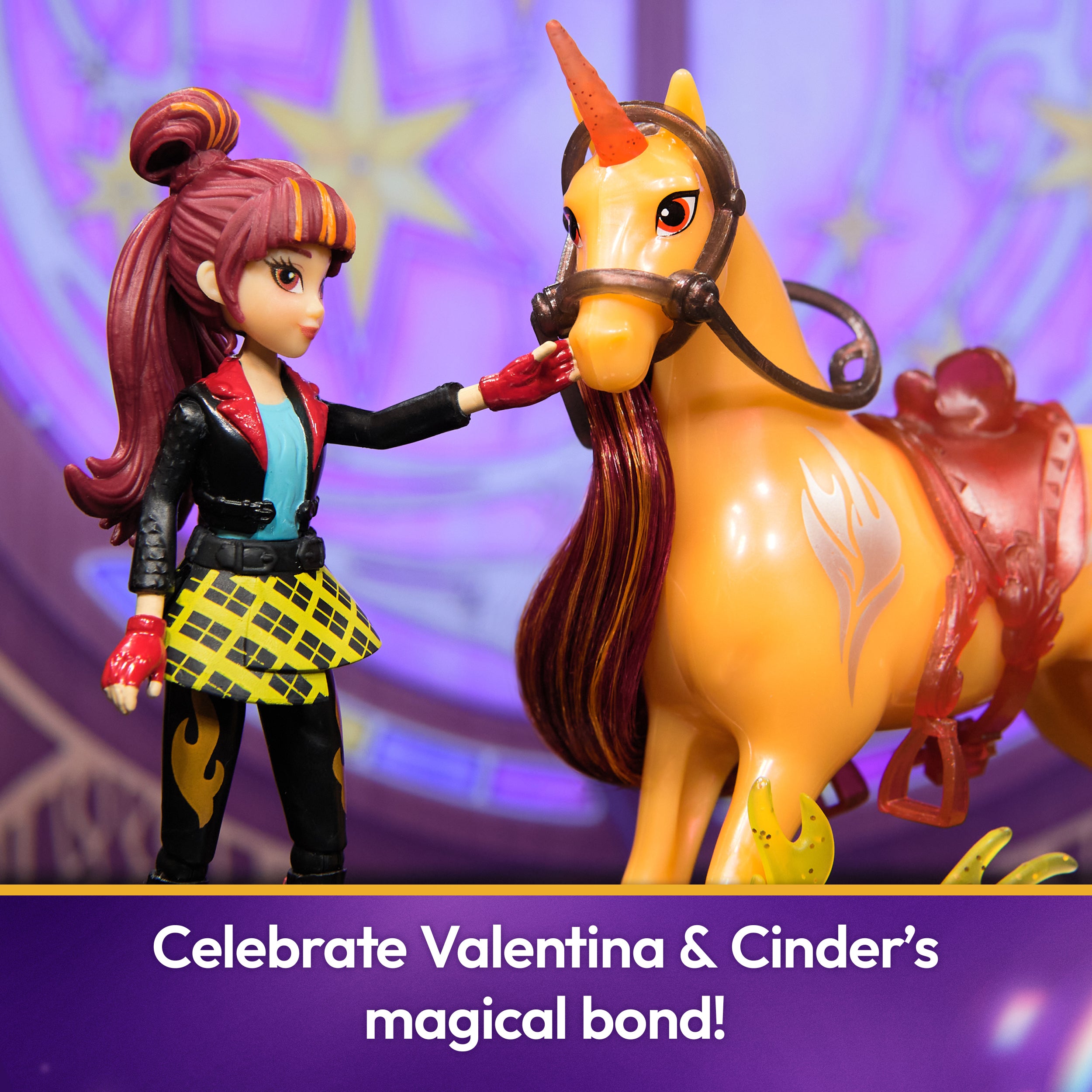 Unicorn Academy, Valentina & Cinder Power of Friendship Set, Translucent Saddle & 2 Power Accessories, Dolls & Unicorn Toys for Girls Ages 4 and up