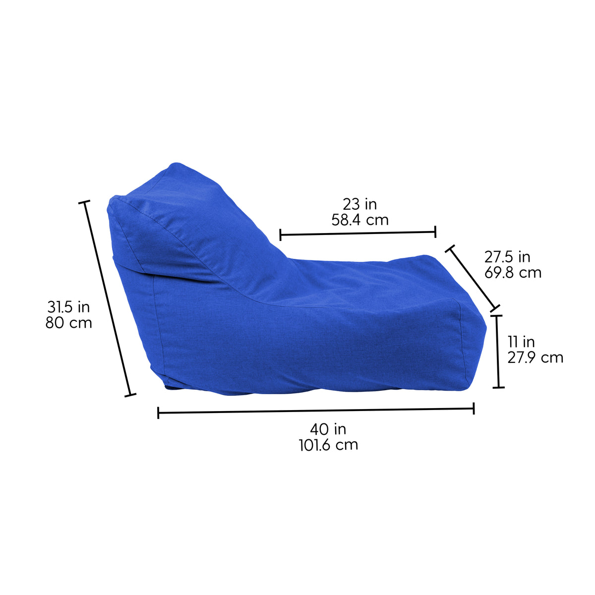 Oudoor Bean Bag Lounger with Sunbrella - Canvas Pacific Blue