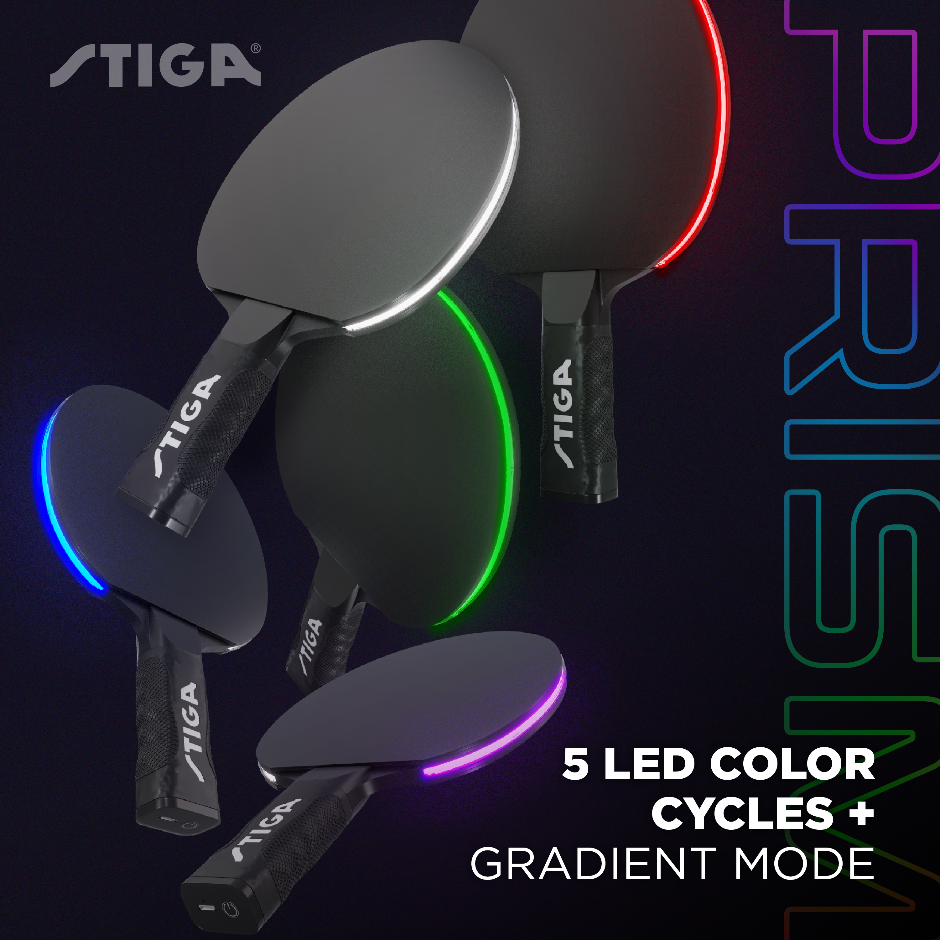 STIGA Prism LED Color Changing Racket Set