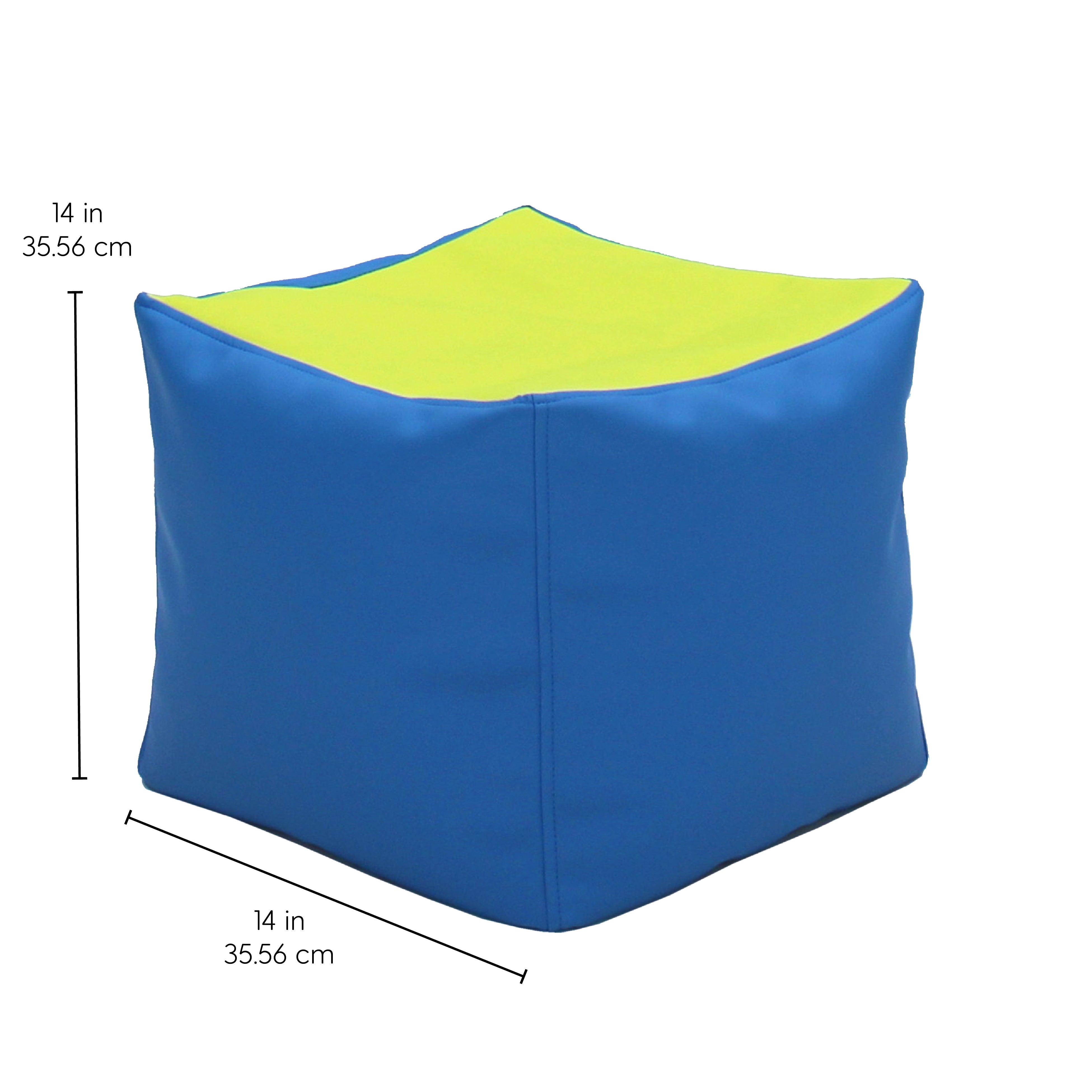 SoftScape Square Bean Bag Pouf 14in Height, 2-Piece - Lime/Raspberry