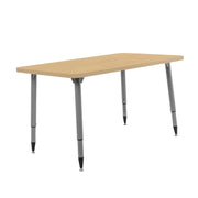 Adapte 30" x 48" Rectangle Woodgrain Activity Table with Adjustable Tapered Legs - Maple Grain/Silver