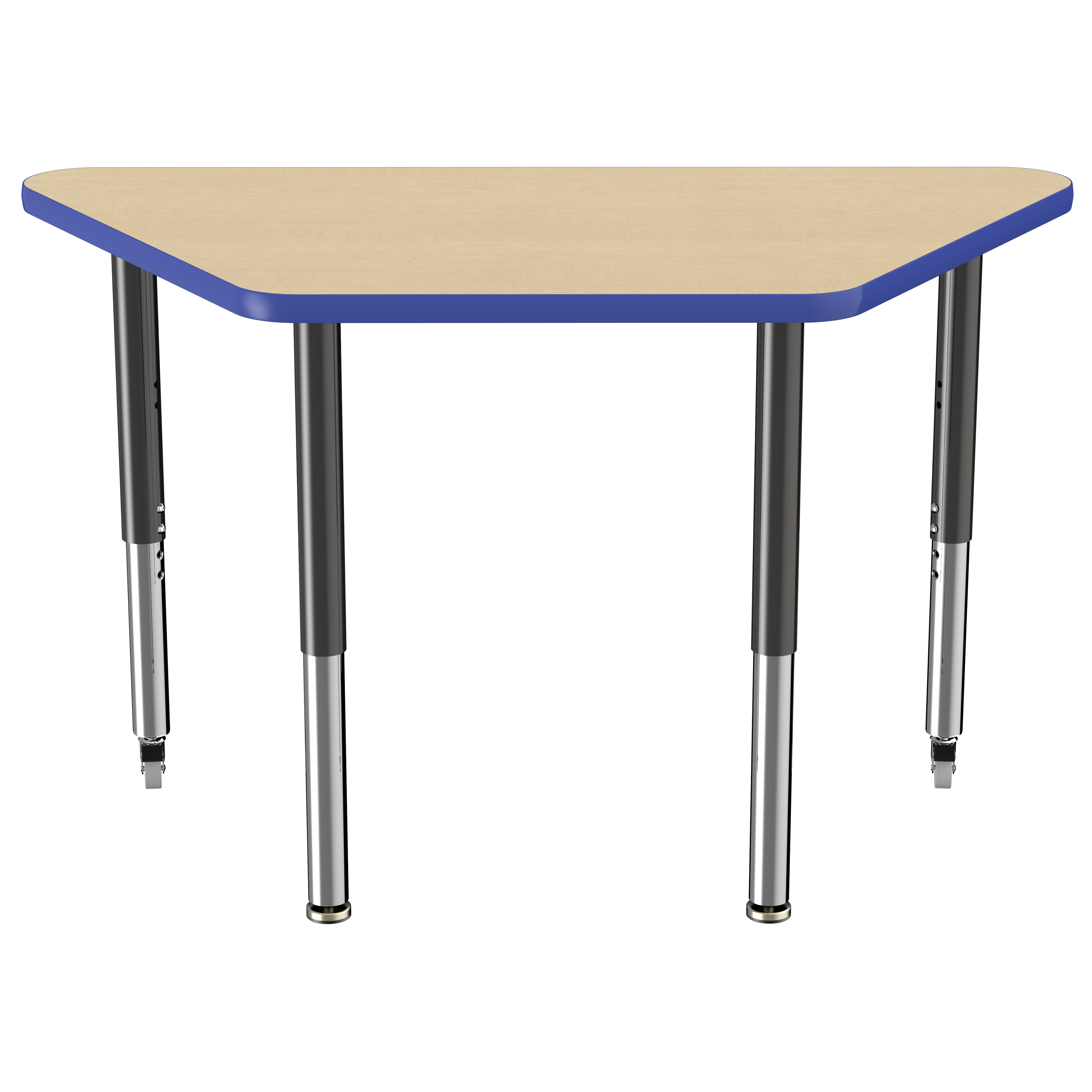 24" x 48" Trapezoid T-Molding Activity Table with Adjustable Super Legs - Maple/Blue/Black