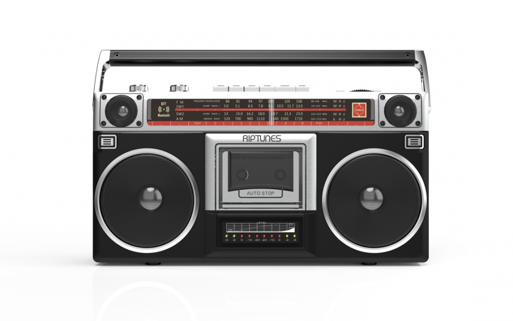 Riptunes Riptunes Radio Cassette Stereo Boombox With Bluetooth Audio - Black