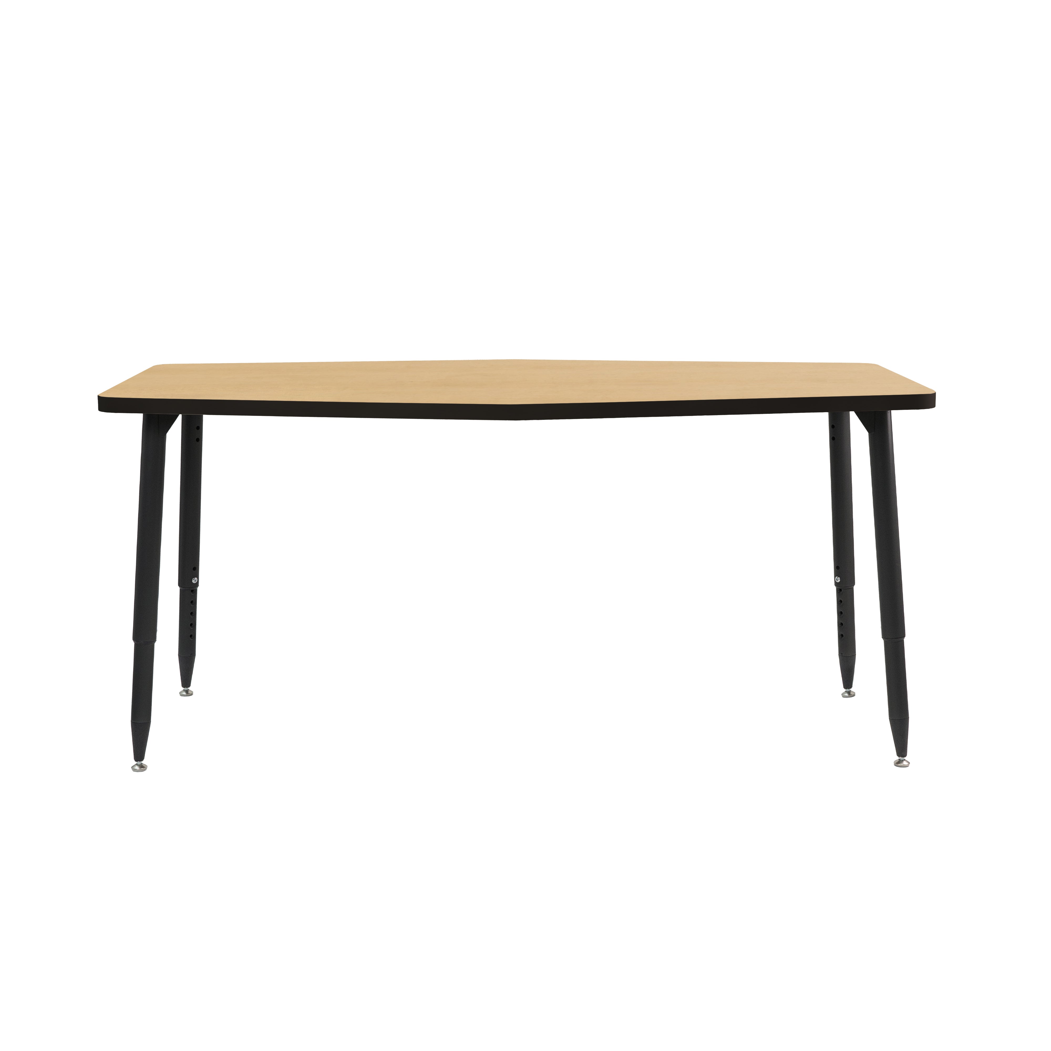 Adapte 34" x 60" Long Hexagon Thermofused Activity Table with Adjustable Tapered Legs - Maple/Black
