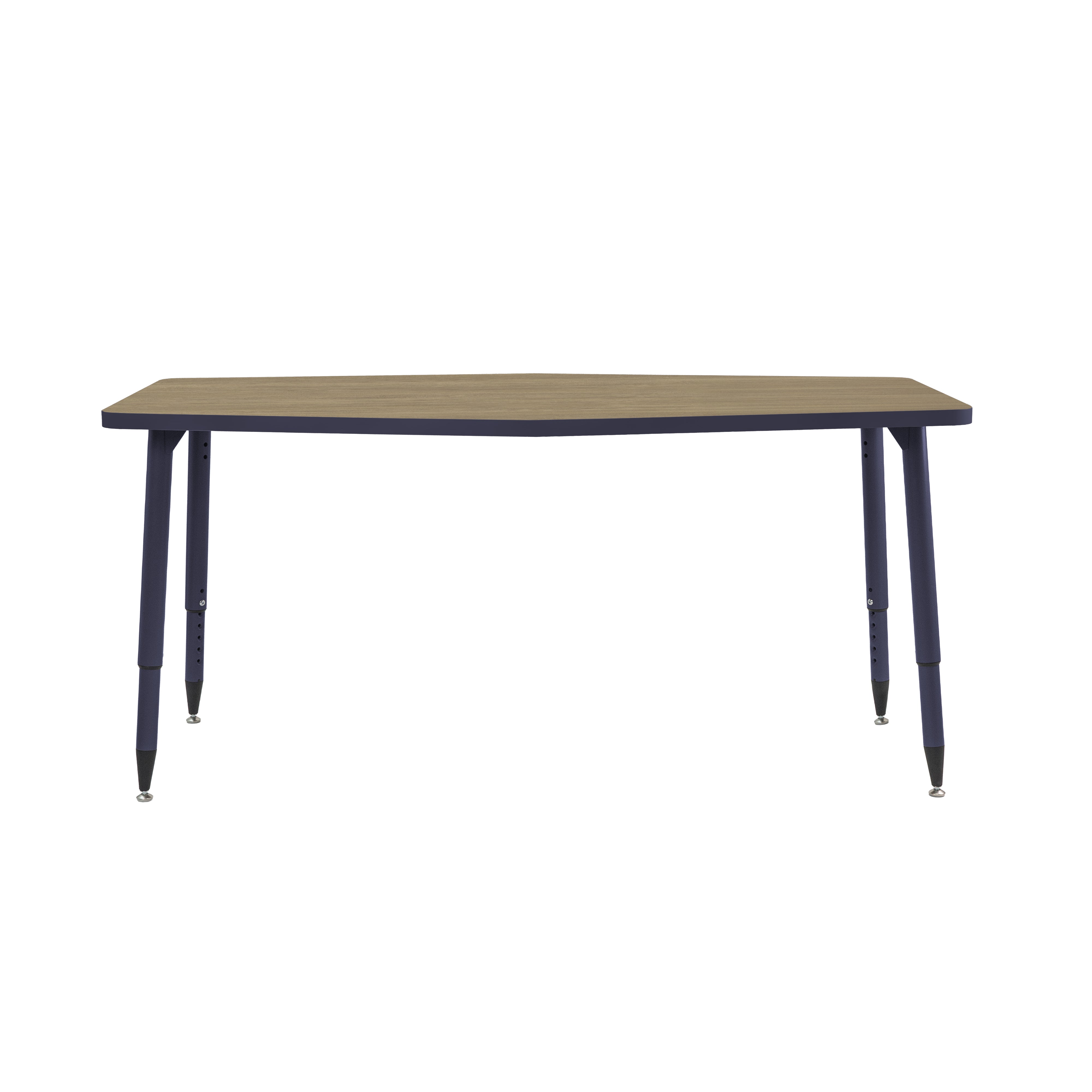 Adapte 34" x 60" Long Hexagon Thermofused Activity Table with Adjustable Tapered Legs - Pasadena Oak/Navy