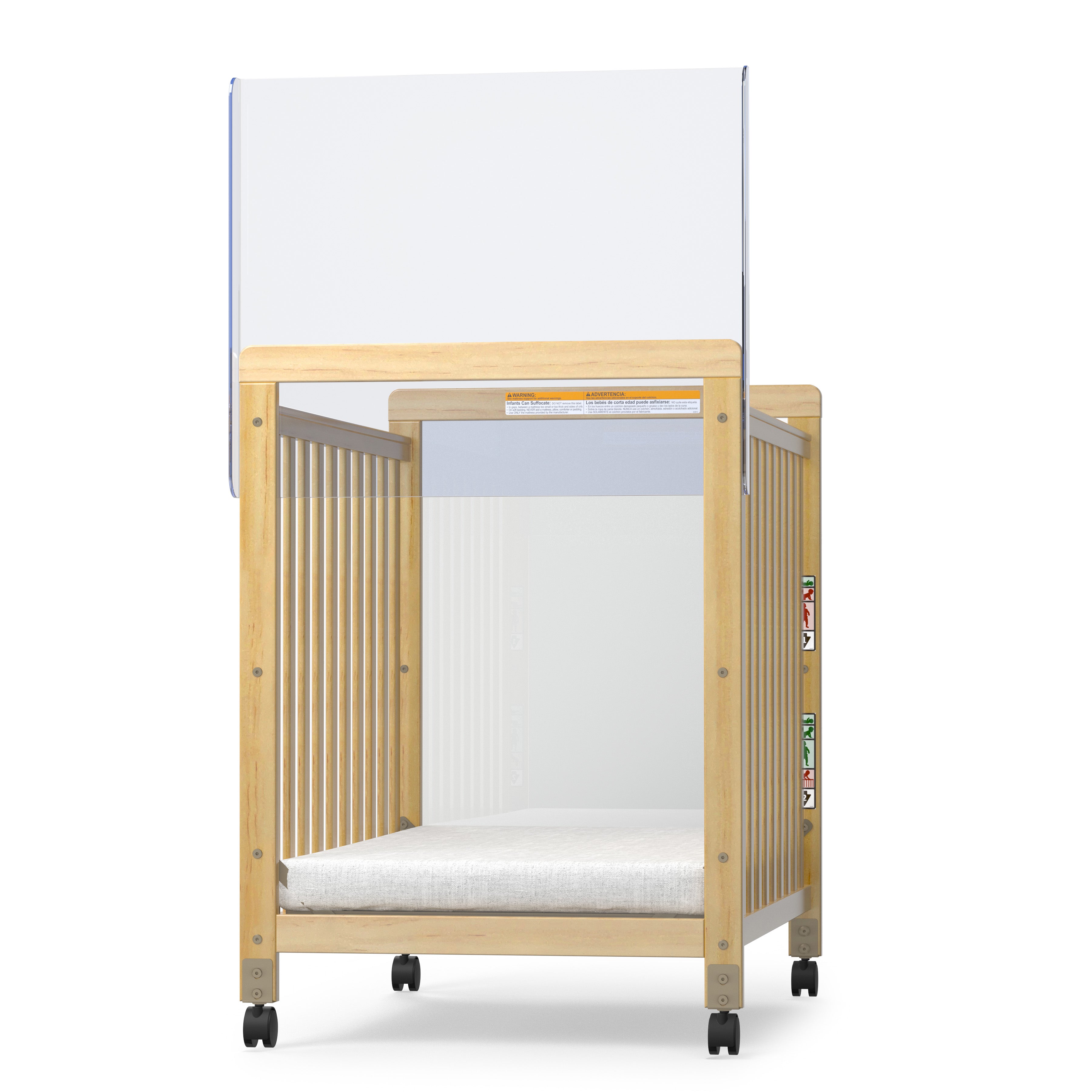 SafetyCraft® Fixed-Side Compact Wood Crib, ClearView End Panels