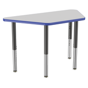 24" x 48" Trapezoid T-Molding Activity Table with Adjustable Super Legs - Gray/Blue/Black