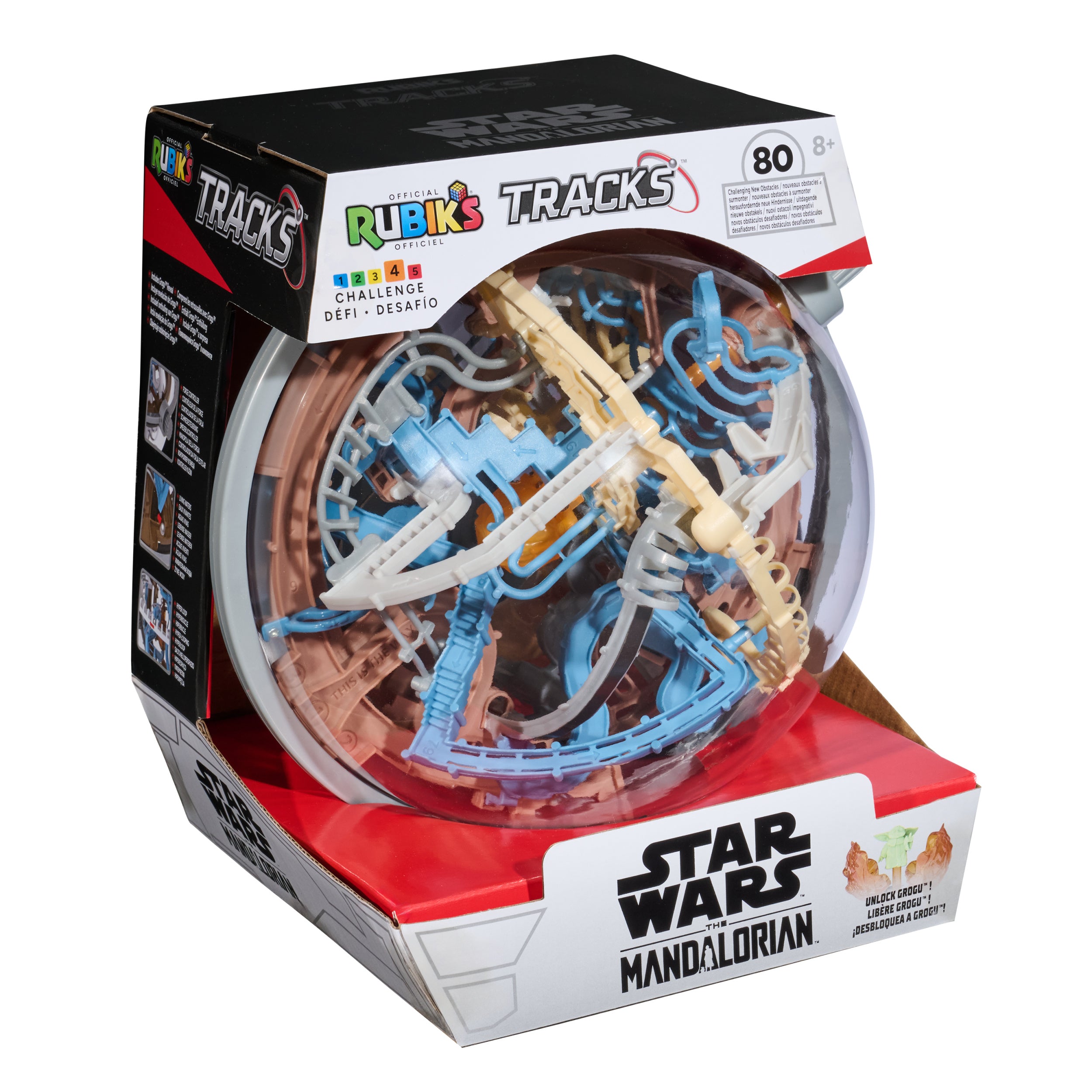 Rubik’s Cube, Rubik’s Tracks Star Wars, Mandalorian-Themed 3D Gravity Maze & 3D Puzzle Game with 80 Obstacles, Grogu Miniature Inside, Problem-Solving Challenging Brain Teaser Fidget Toy, Ages 8 & Up