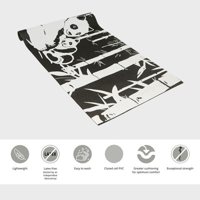 YOGI MAT™ Panda - Black -  1/8"H x 24"W x 68"L