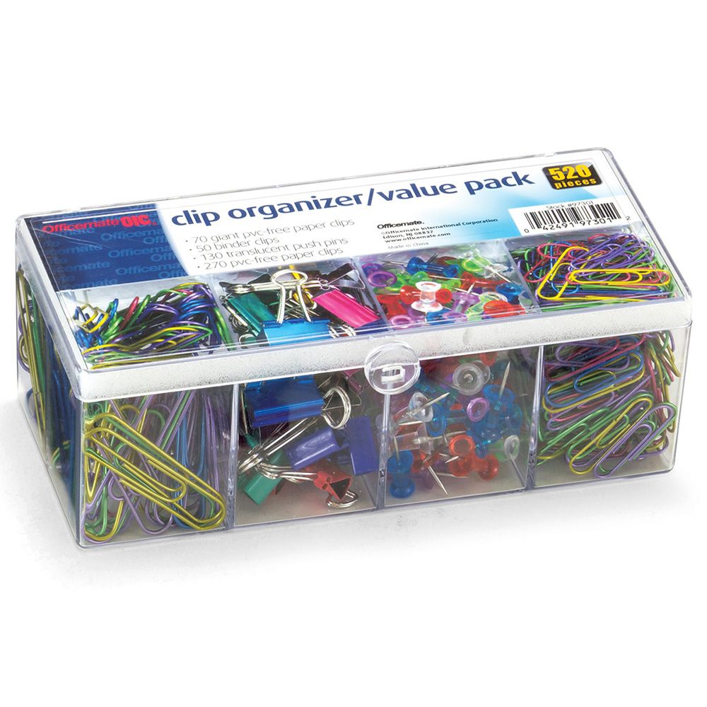 Clip Organizer Value Pack, 8 Compartments, 520 Pieces, 18/PDQ