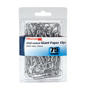 Paper Clips, Giant, Vinyl Coated, Translucent Silver, 75/Pack