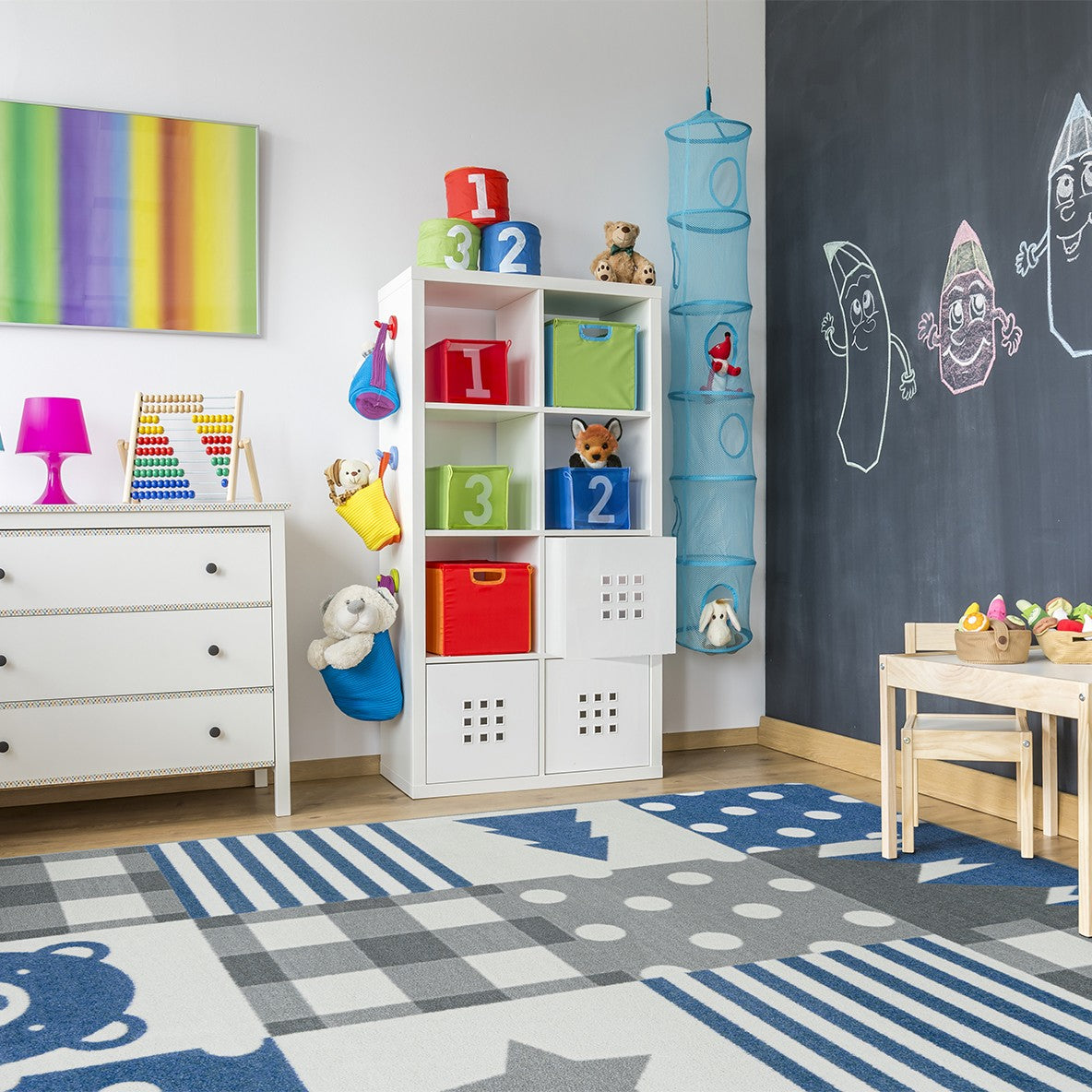 Patchwork Boy 3'10" x 5'4" area rug in color Blue Skies