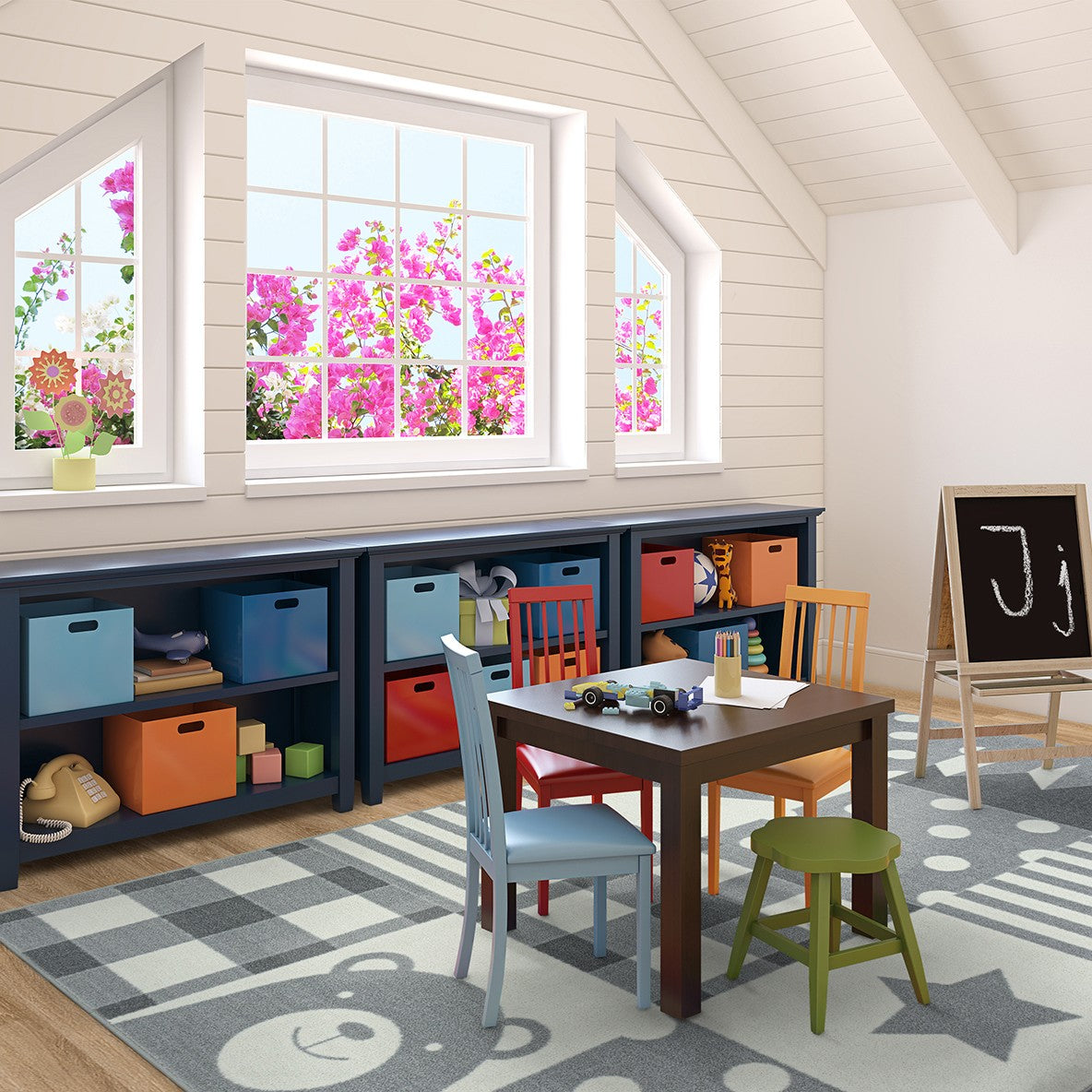 Patchwork Boy 3'10" x 5'4" area rug in color Cloudy