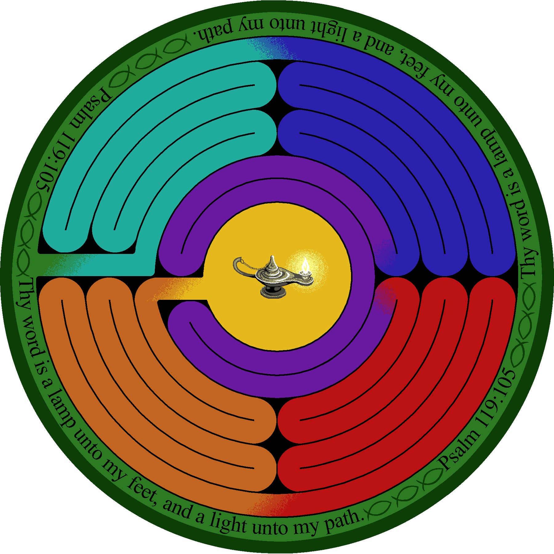Pathway of Light 7'7" Round area rug in color Multi