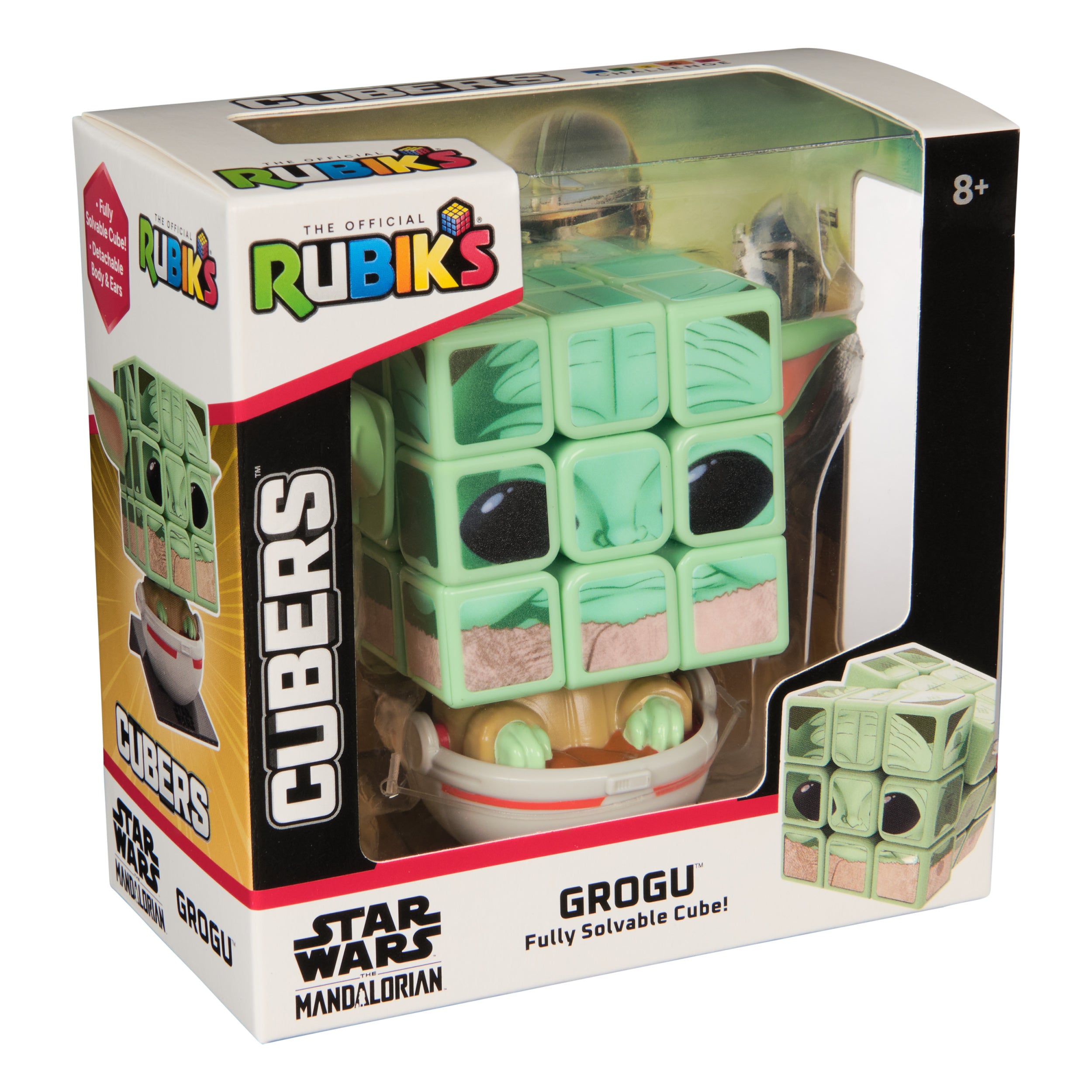 Rubik’s Cube, Star Wars Grogu Cuber with Display, Mandalorian’s The Child, Problem-Solving Brain Teaser, Classic Color-Matching Puzzle, Fidget Toy for Kids, Collectible Star Wars Toy, for Ages 8 & Up