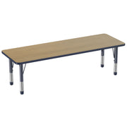 24" x 72" Rectangle T-Molding Activity Table with Adjustable Chunky Legs - Pasadena Oak/Navy