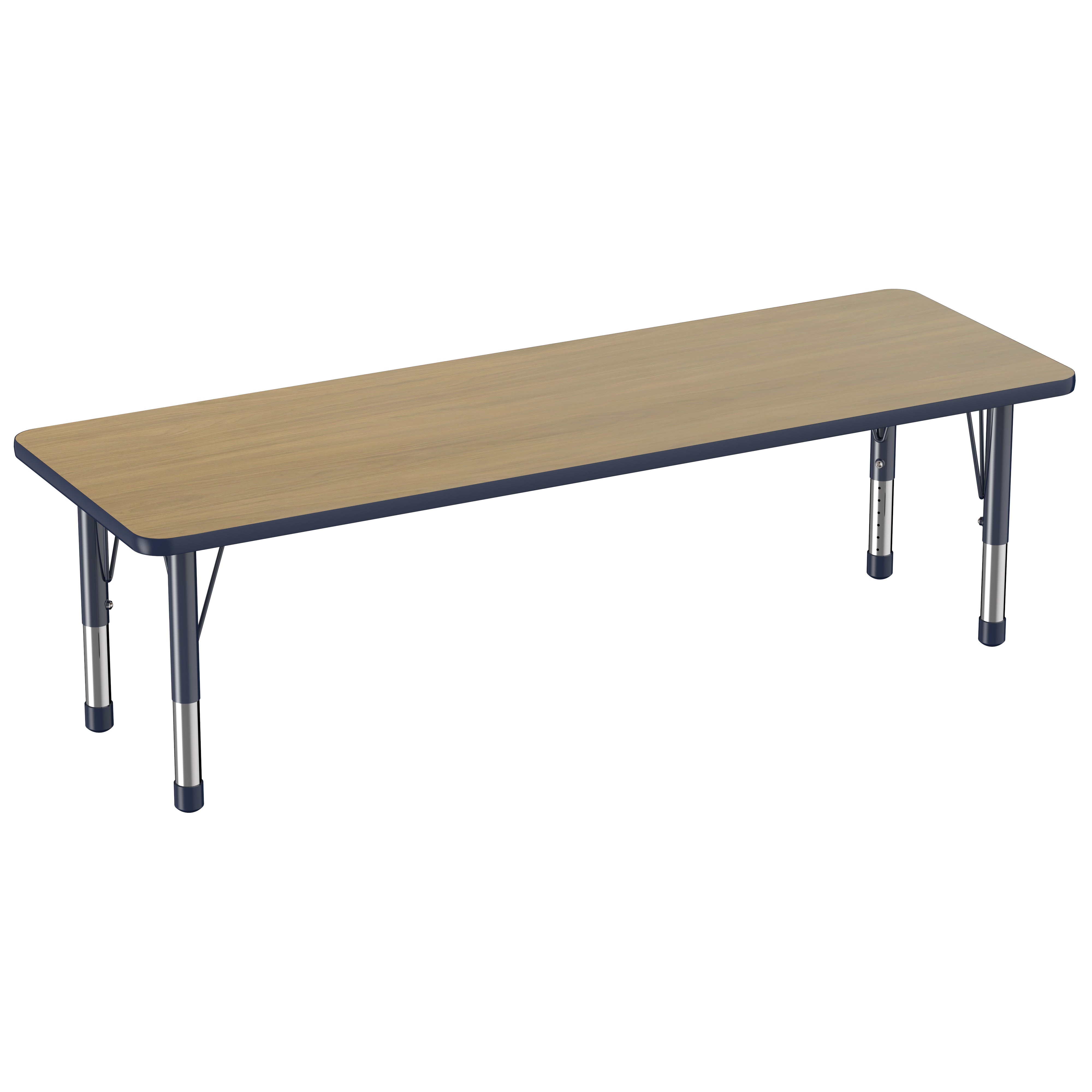 24" x 72" Rectangle T-Molding Activity Table with Adjustable Chunky Legs - Pasadena Oak/Navy