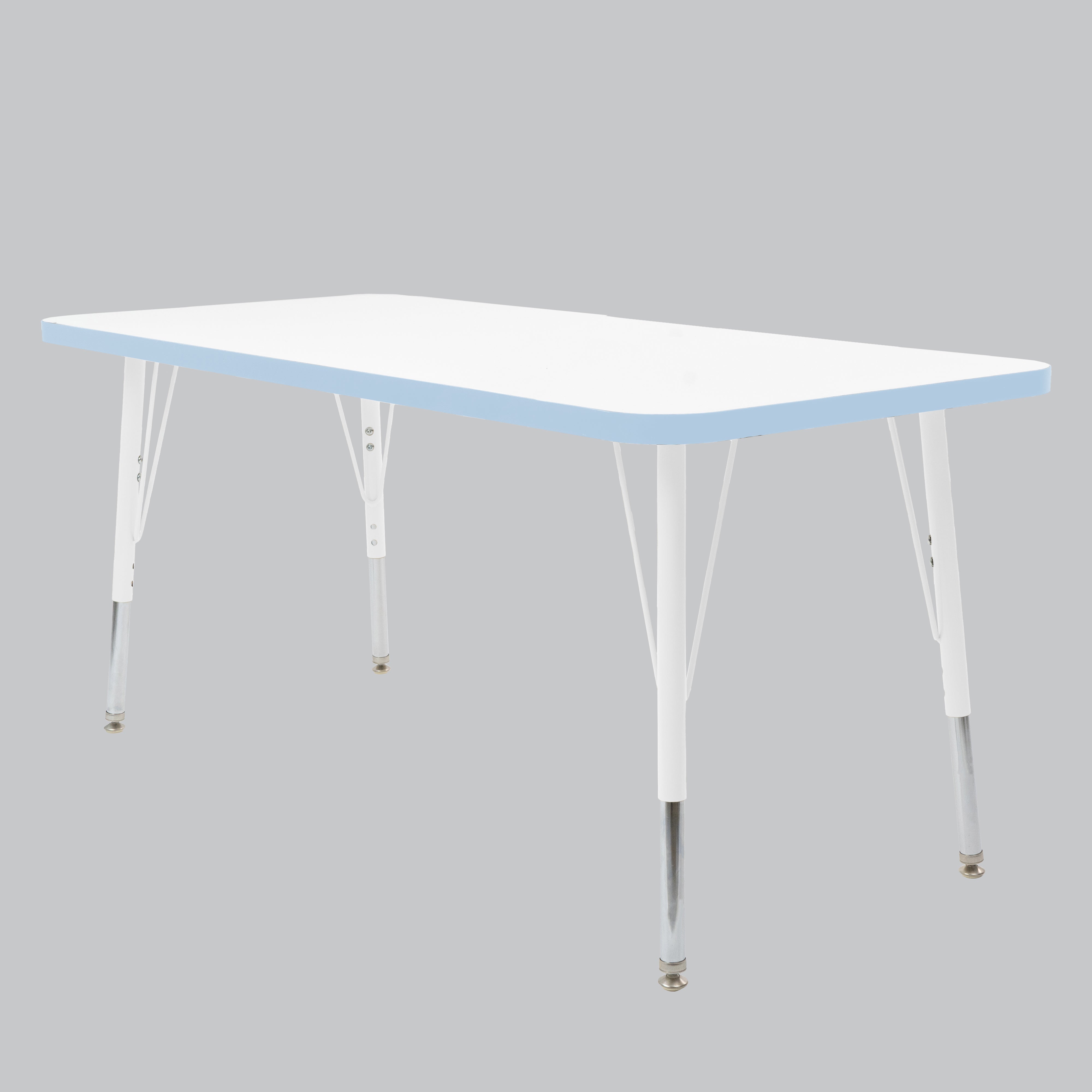 24" x 60" Rectangle Thermofused Activity Table with Adjustable Standard Swivel Glide Legs - White/Powder Blue/White