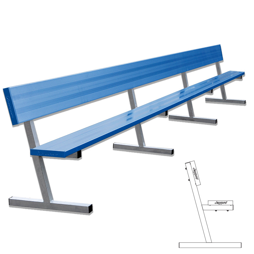 Player Bench with Seat Back - 21 ft. - Portable  (Powder Coated)