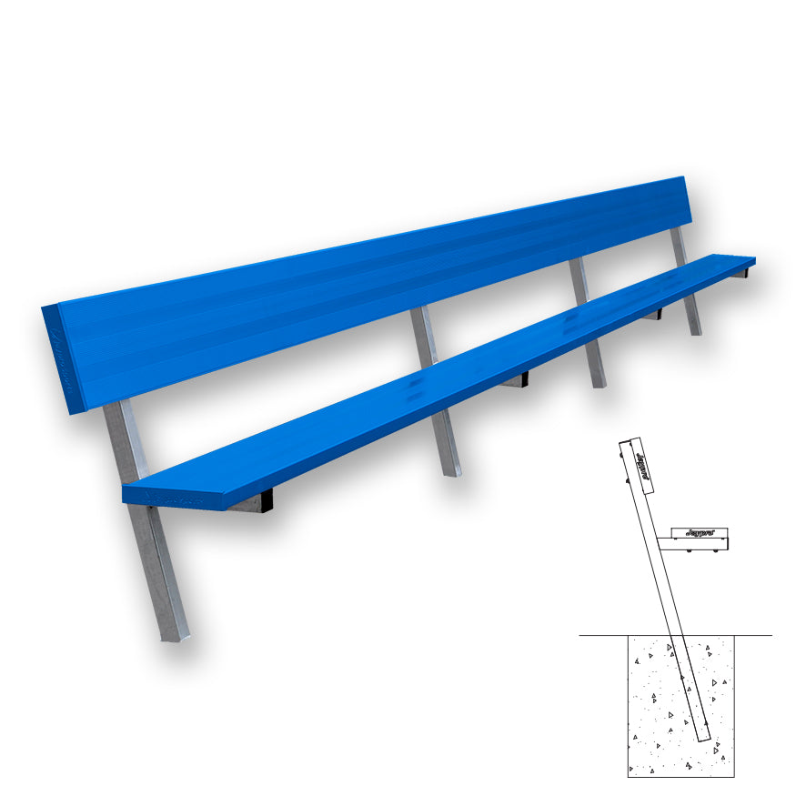 Player Bench with Seat Back - 21 ft. - In-Ground  (Powder Coated)