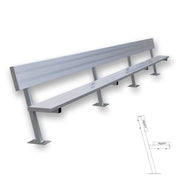 Player Bench with Seat Back - 21 ft. - Surface Mount