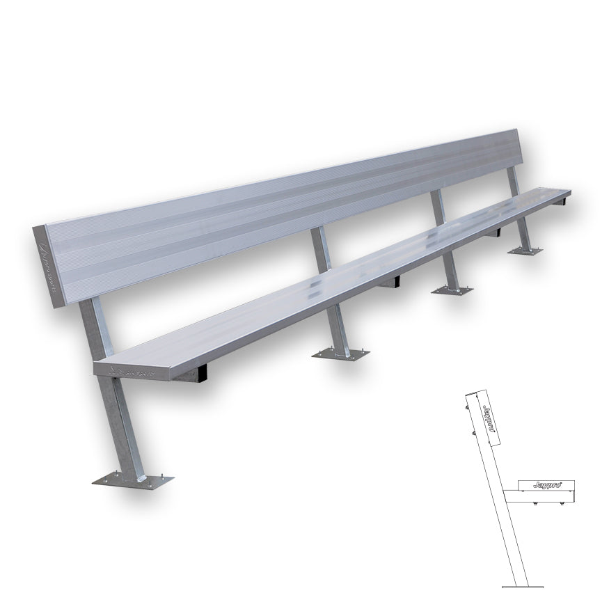 Player Bench with Seat Back - 21 ft. - Surface Mount