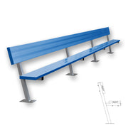 Player Bench with Seat Back - 21 ft. - Surface Mount  (Powder Coated)