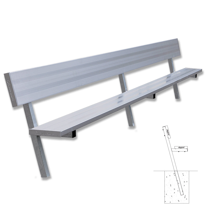 Player Bench with Seat Back - 15 ft. - In-Ground