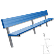 Player Bench with Seat Back - 15 ft. - In-Ground  (Powder Coated)